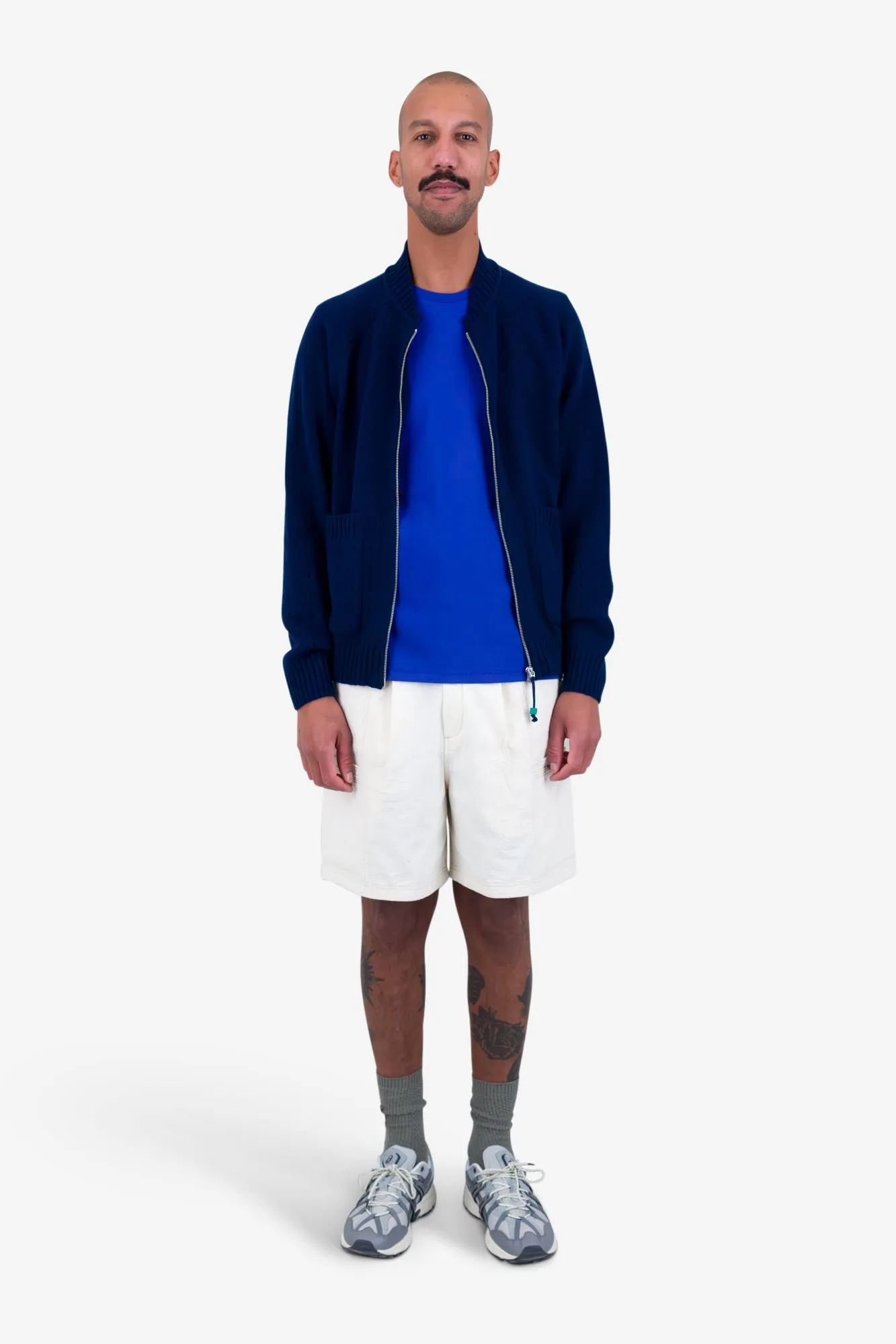 Pointelle Knit Bomber - Navy Melange sold by Folk product image thumbnail 2