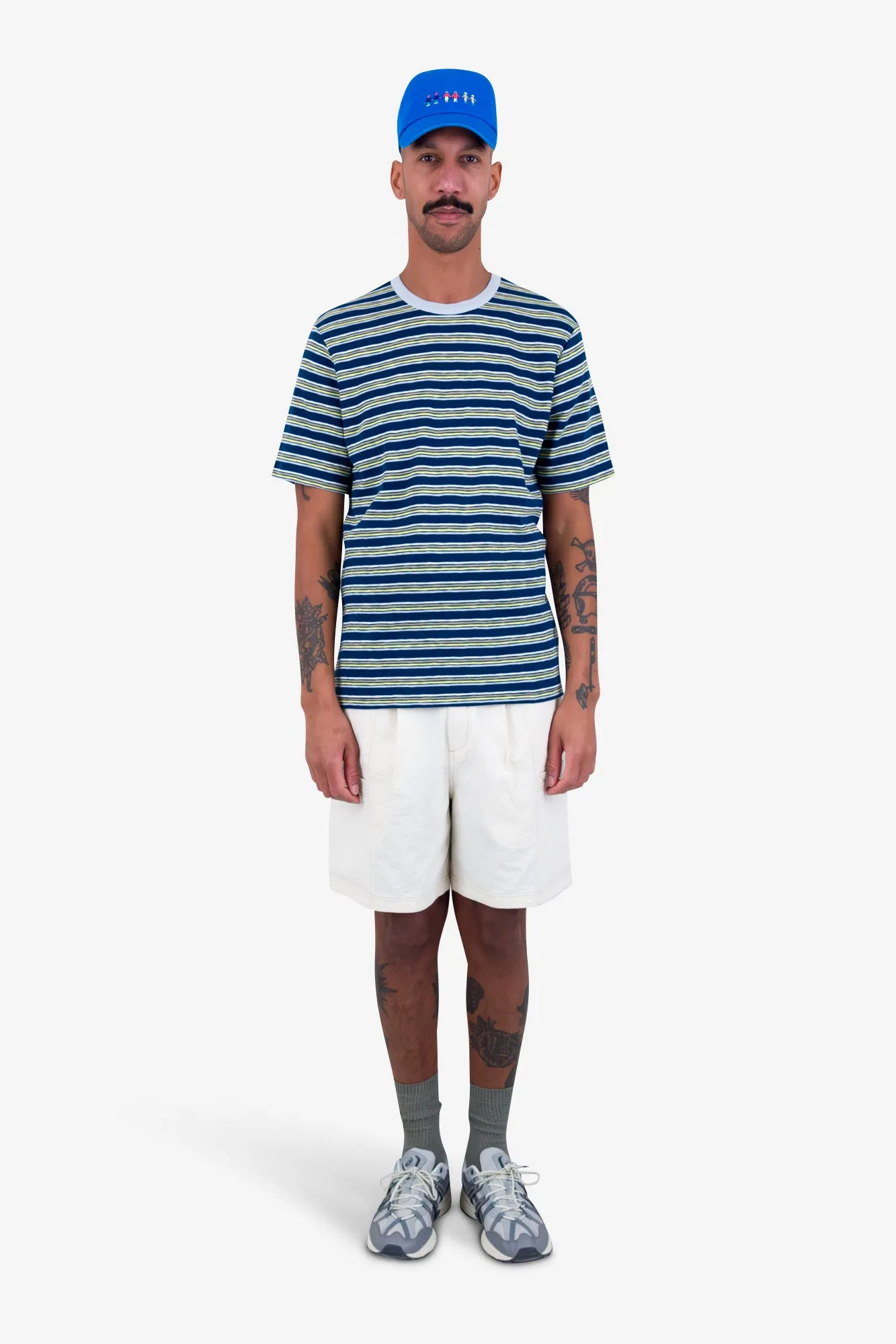 Short Sleeve Multistripe T-Shirt - Deep Blue Mix sold by Folk product image thumbnail 2