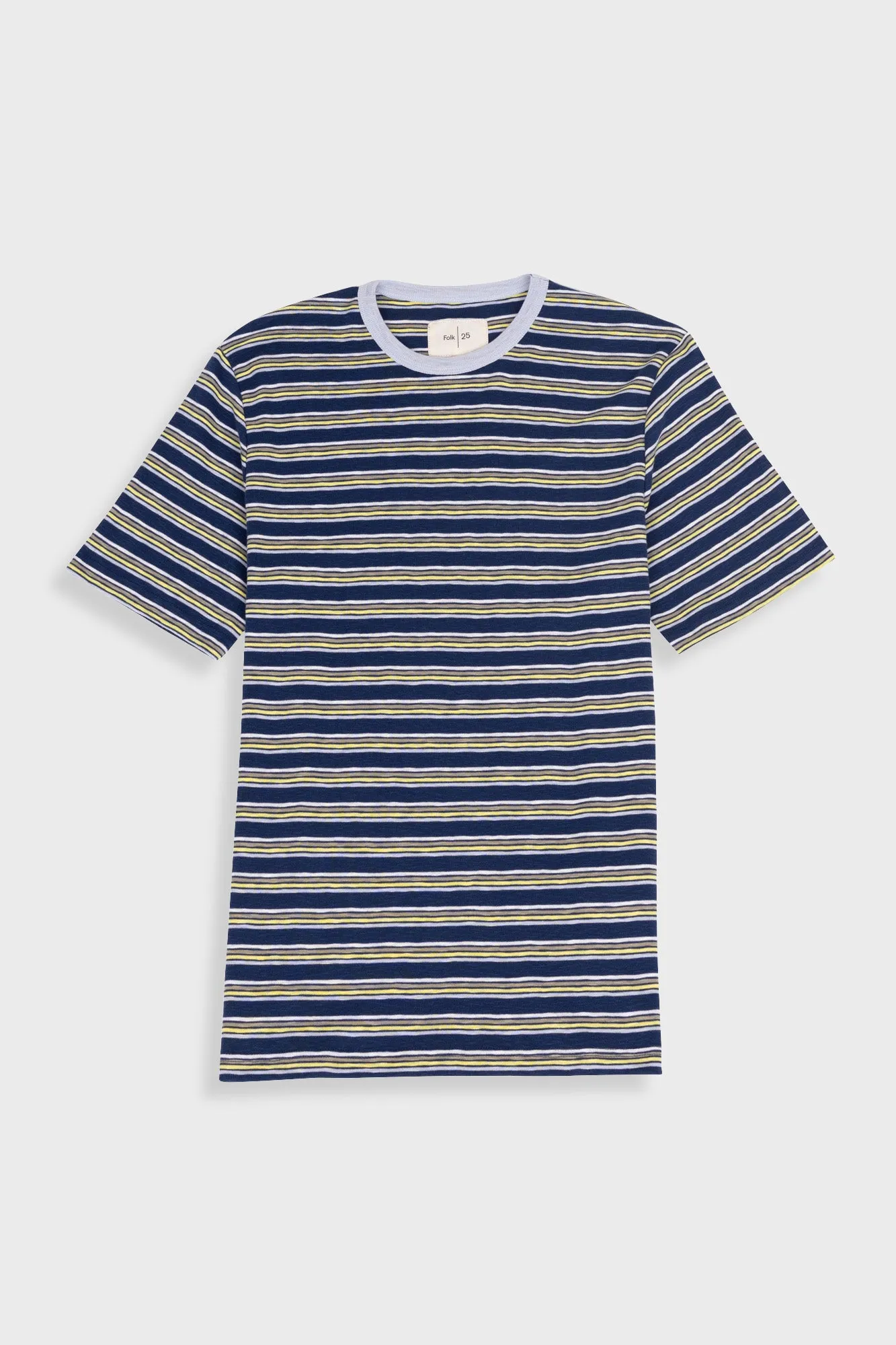 Short Sleeve Multistripe T-Shirt - Deep Blue Mix sold by Folk