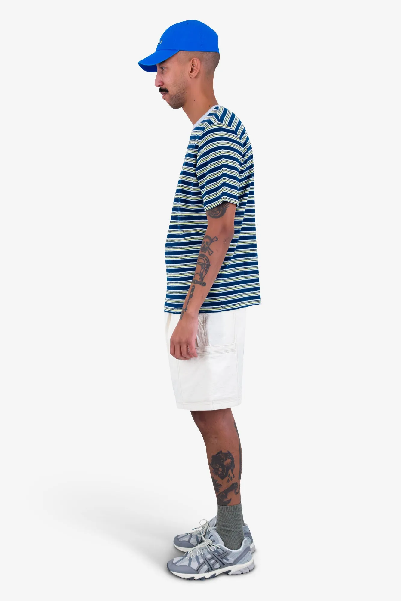 Short Sleeve Multistripe T-Shirt - Deep Blue Mix sold by Folk product image thumbnail 4