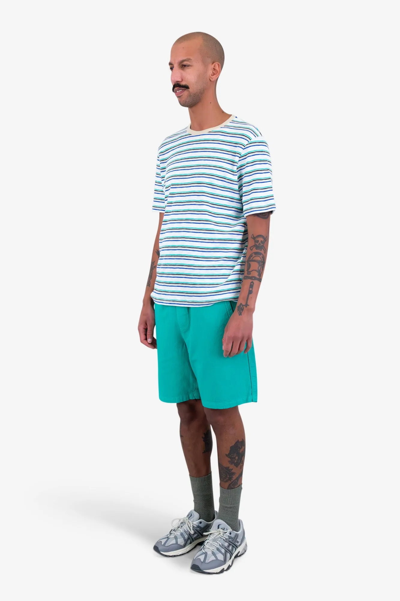 Short Sleeve Multistripe T-Shirt - Ecru Mix sold by Folk product image thumbnail 3