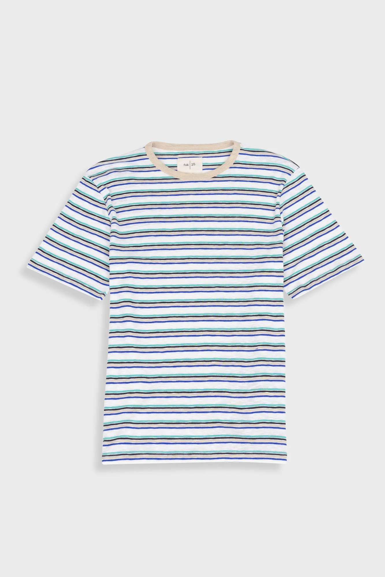 Short Sleeve Multistripe T-Shirt - Ecru Mix sold by Folk