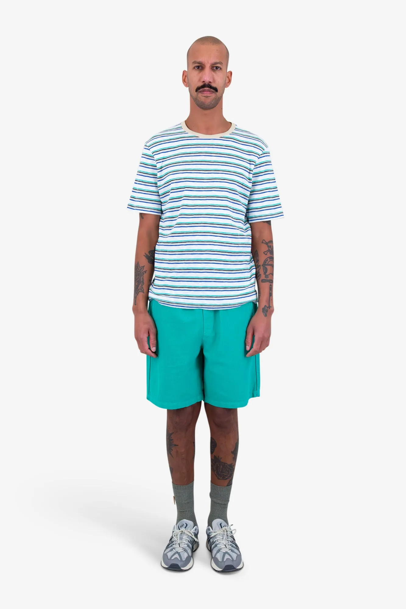 Short Sleeve Multistripe T-Shirt - Ecru Mix sold by Folk product image thumbnail 2