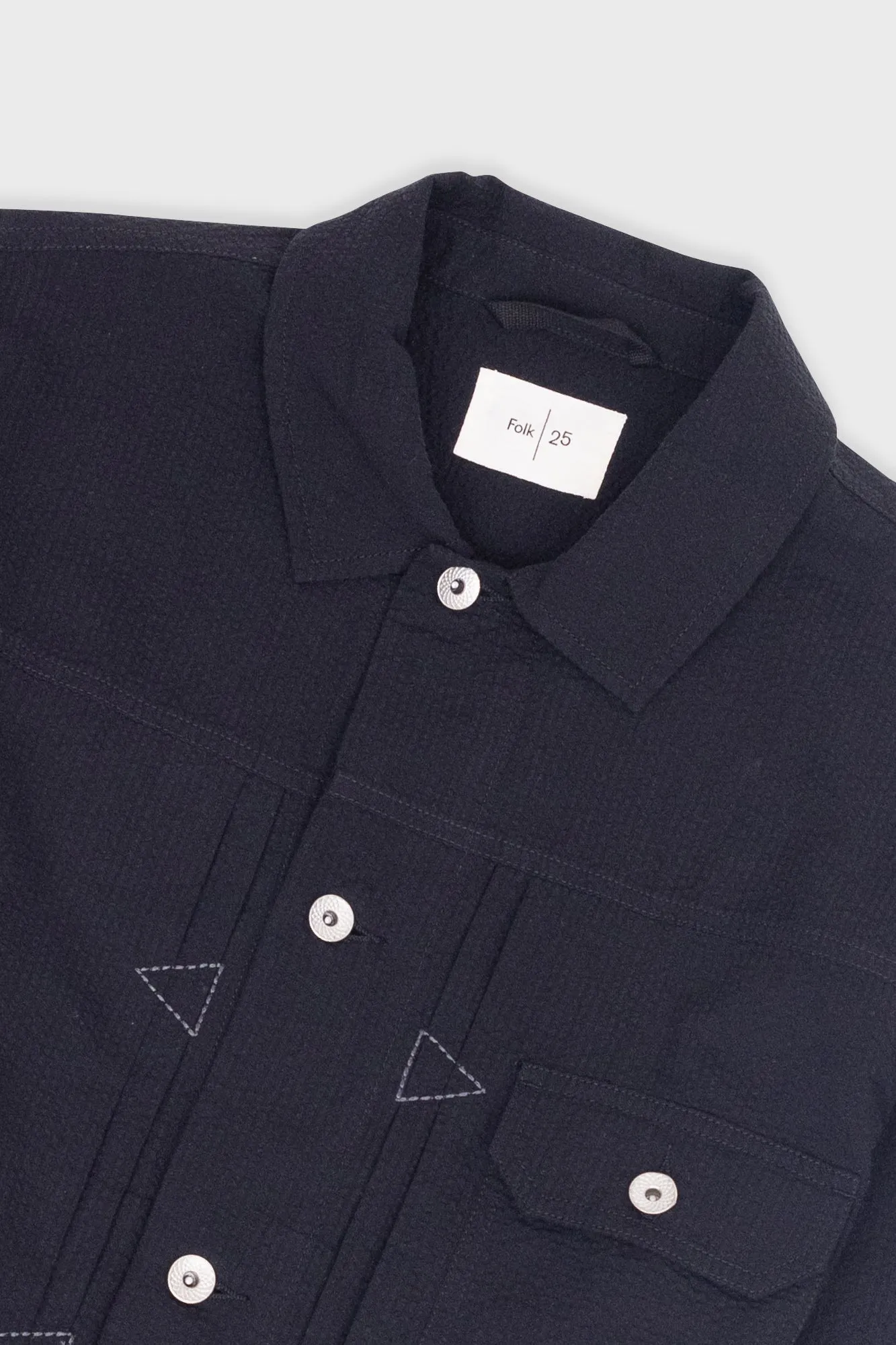 Trucker Jacket - Black Seersucker sold by Folk product image thumbnail 5