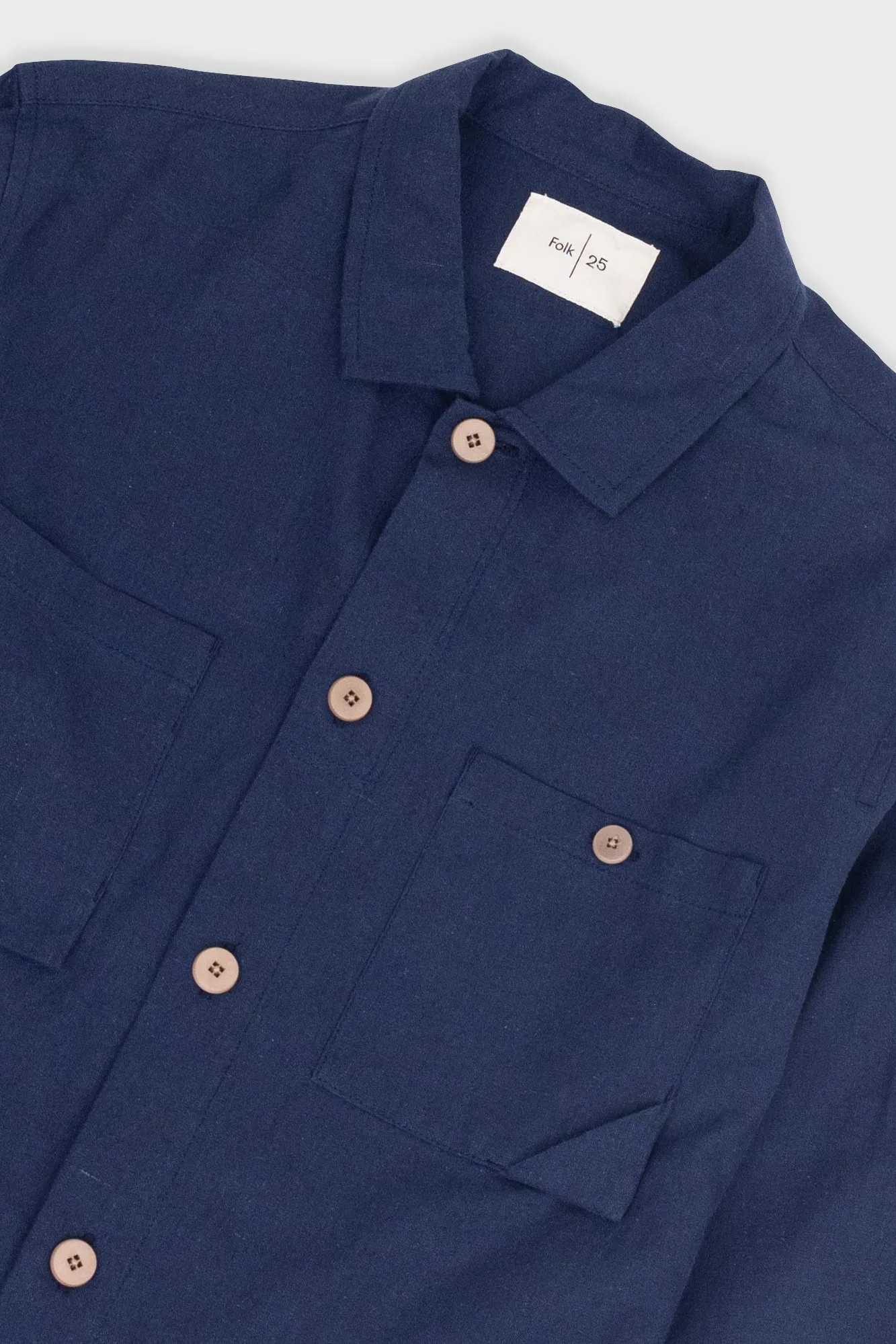 Anniversary Patch Overshirt - Navy Linen sold by Folk product image thumbnail 2