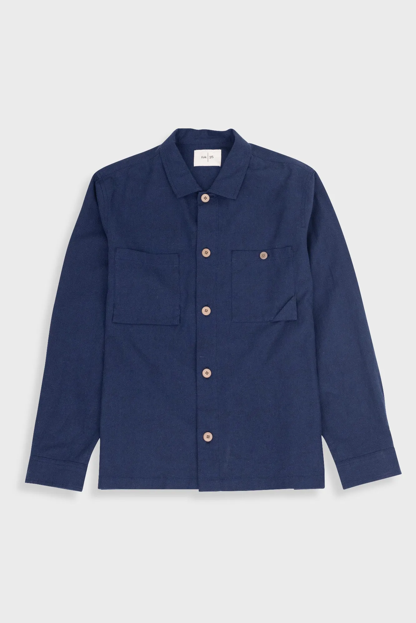 Anniversary Patch Overshirt - Navy Linen sold by Folk