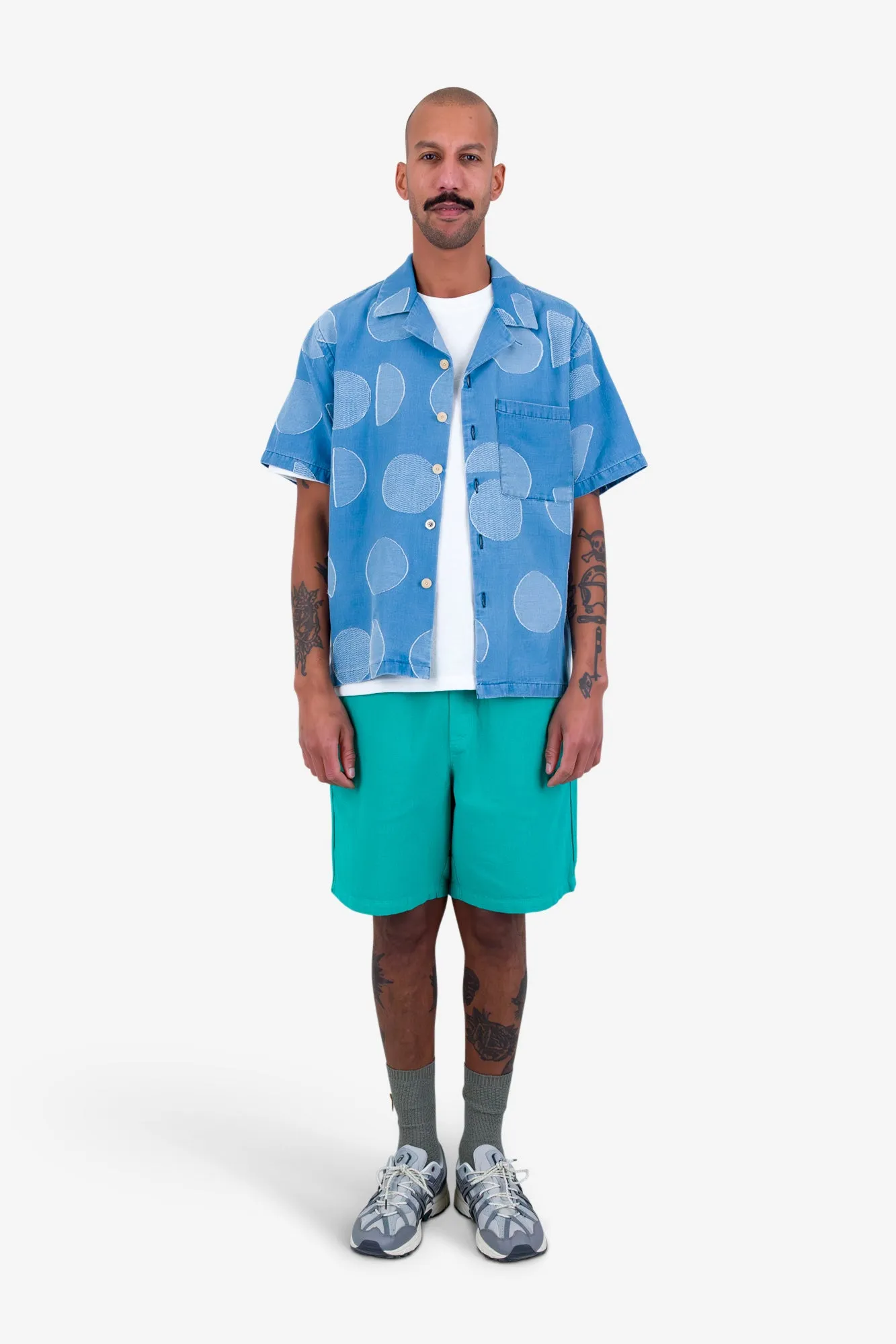 Relaxed Soft Collar Shirt - Indigo Circle Jacquard sold by Folk product image thumbnail 2