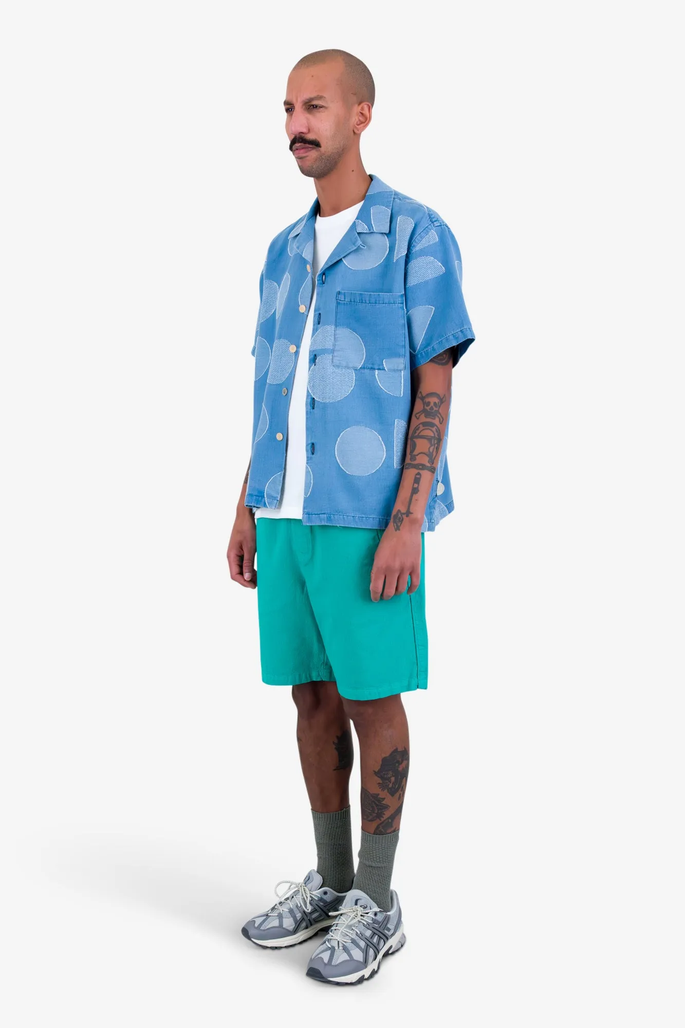 Relaxed Soft Collar Shirt - Indigo Circle Jacquard sold by Folk product image thumbnail 3