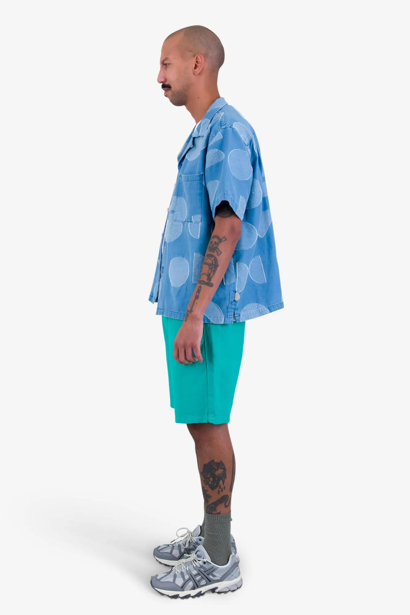 Relaxed Soft Collar Shirt - Indigo Circle Jacquard sold by Folk product image thumbnail 4