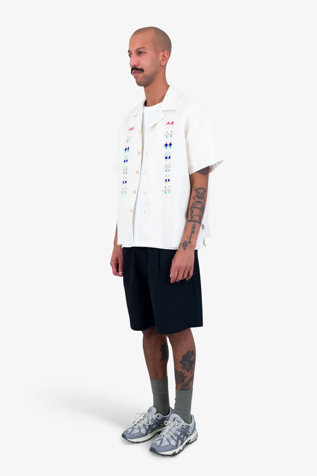 Relaxed Soft Collar Shirt - Ecru Track Embroidery sold by Folk product image thumbnail 3