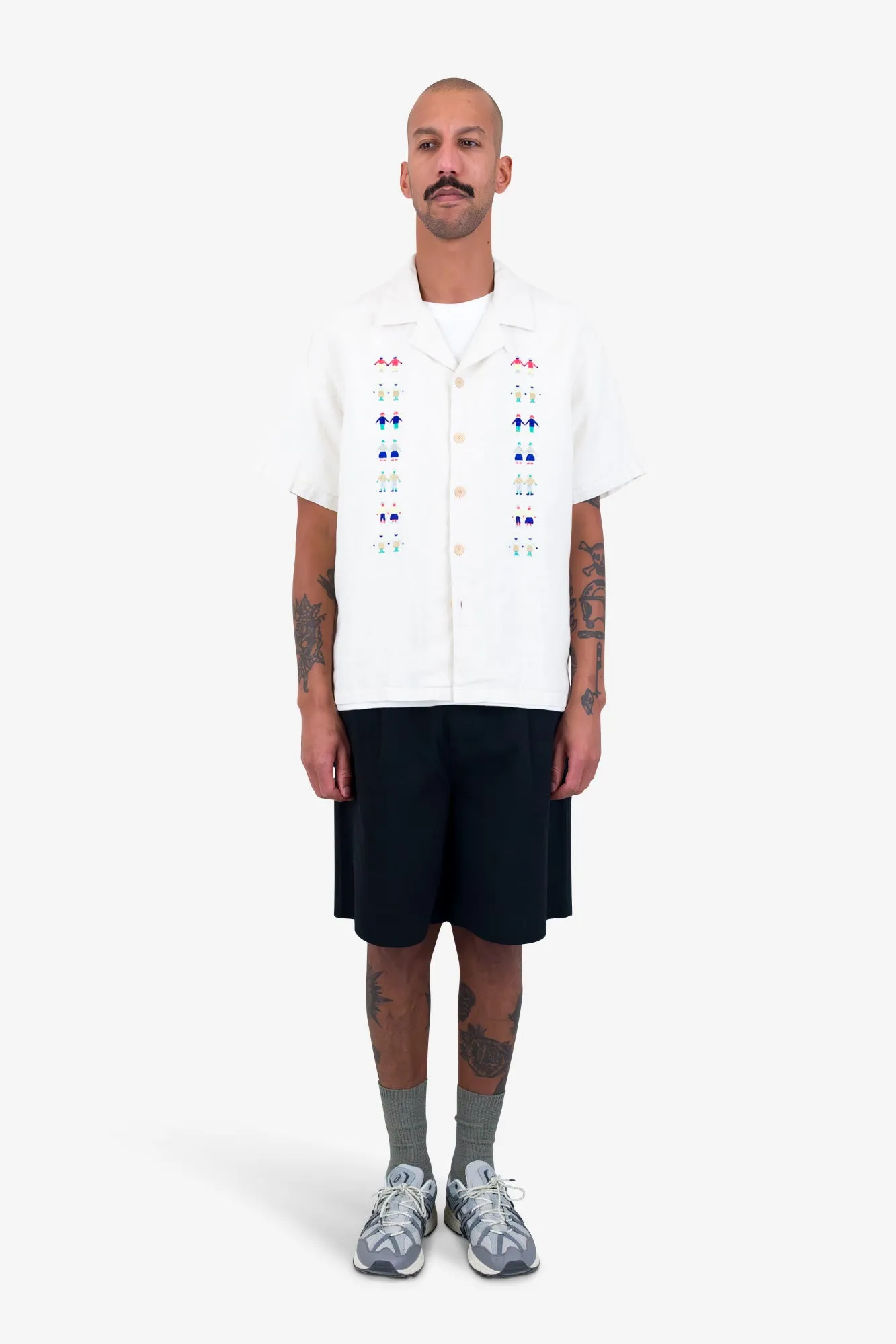 Relaxed Soft Collar Shirt - Ecru Track Embroidery sold by Folk product image thumbnail 2