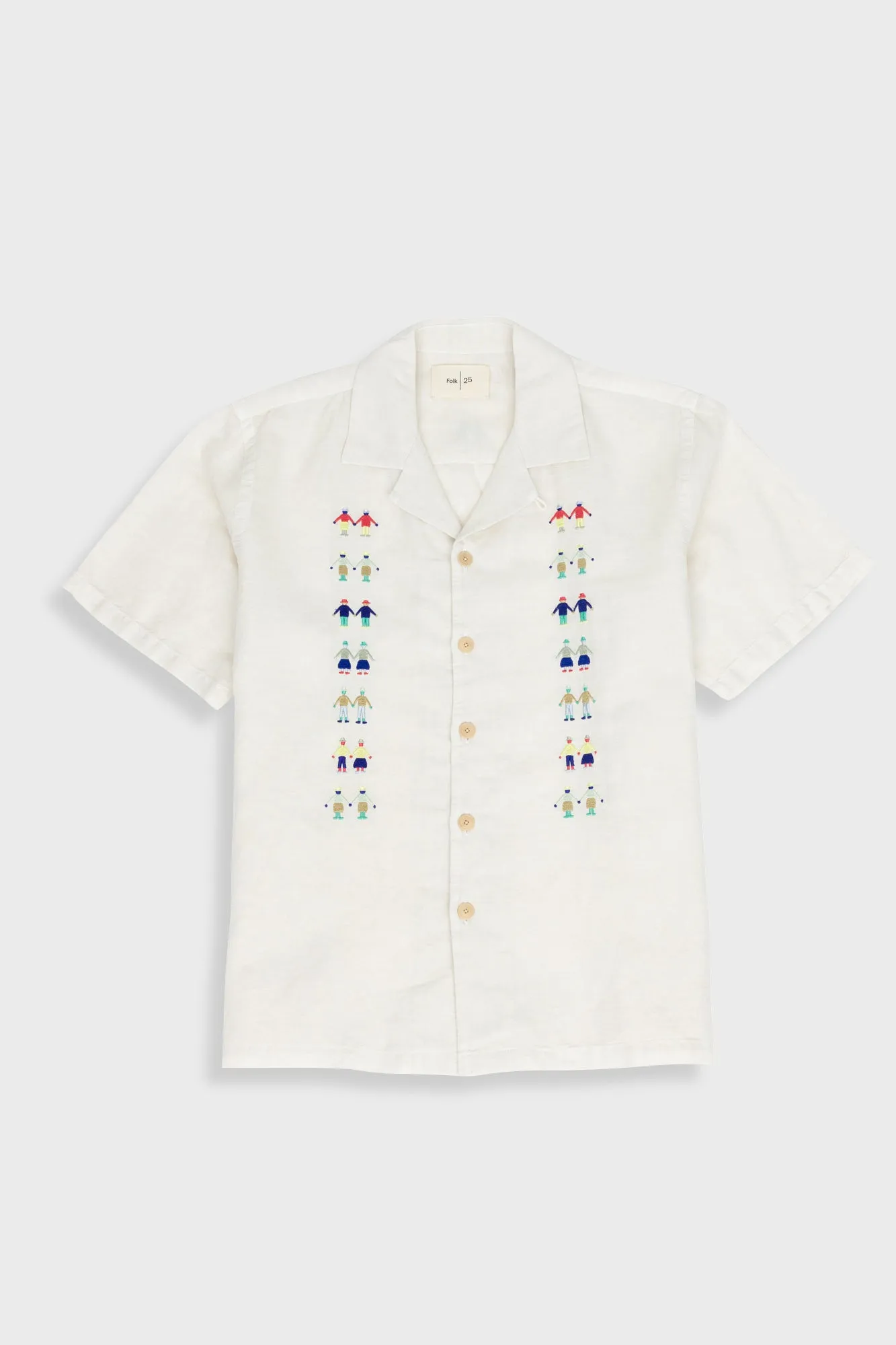 Relaxed Soft Collar Shirt - Ecru Track Embroidery sold by Folk
