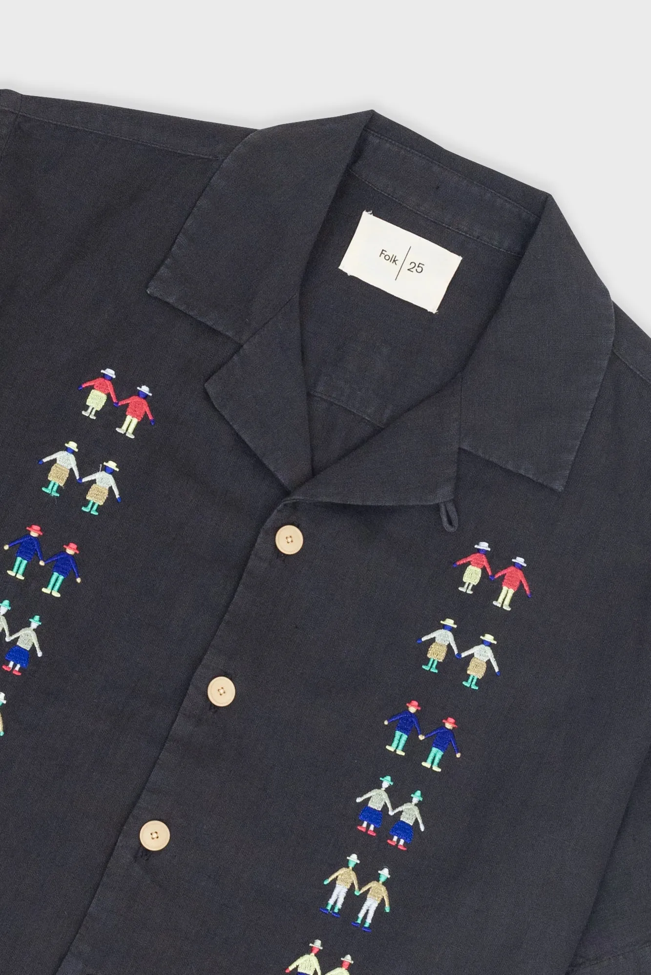 Relaxed Soft Collar Shirt - Soft Black Track Embroidery sold by Folk product image thumbnail 5