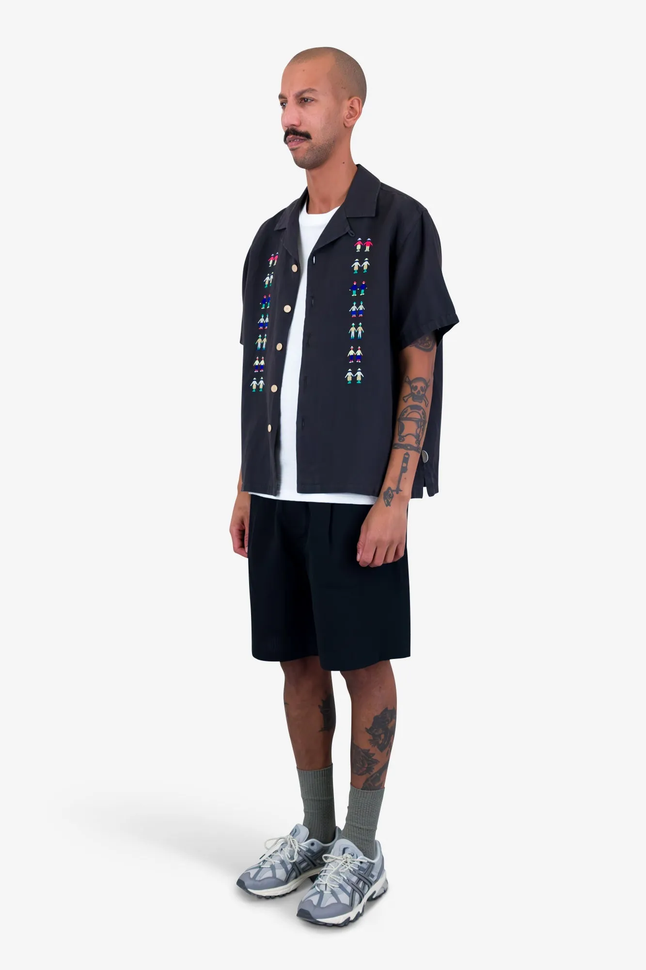 Relaxed Soft Collar Shirt - Soft Black Track Embroidery sold by Folk product image thumbnail 3