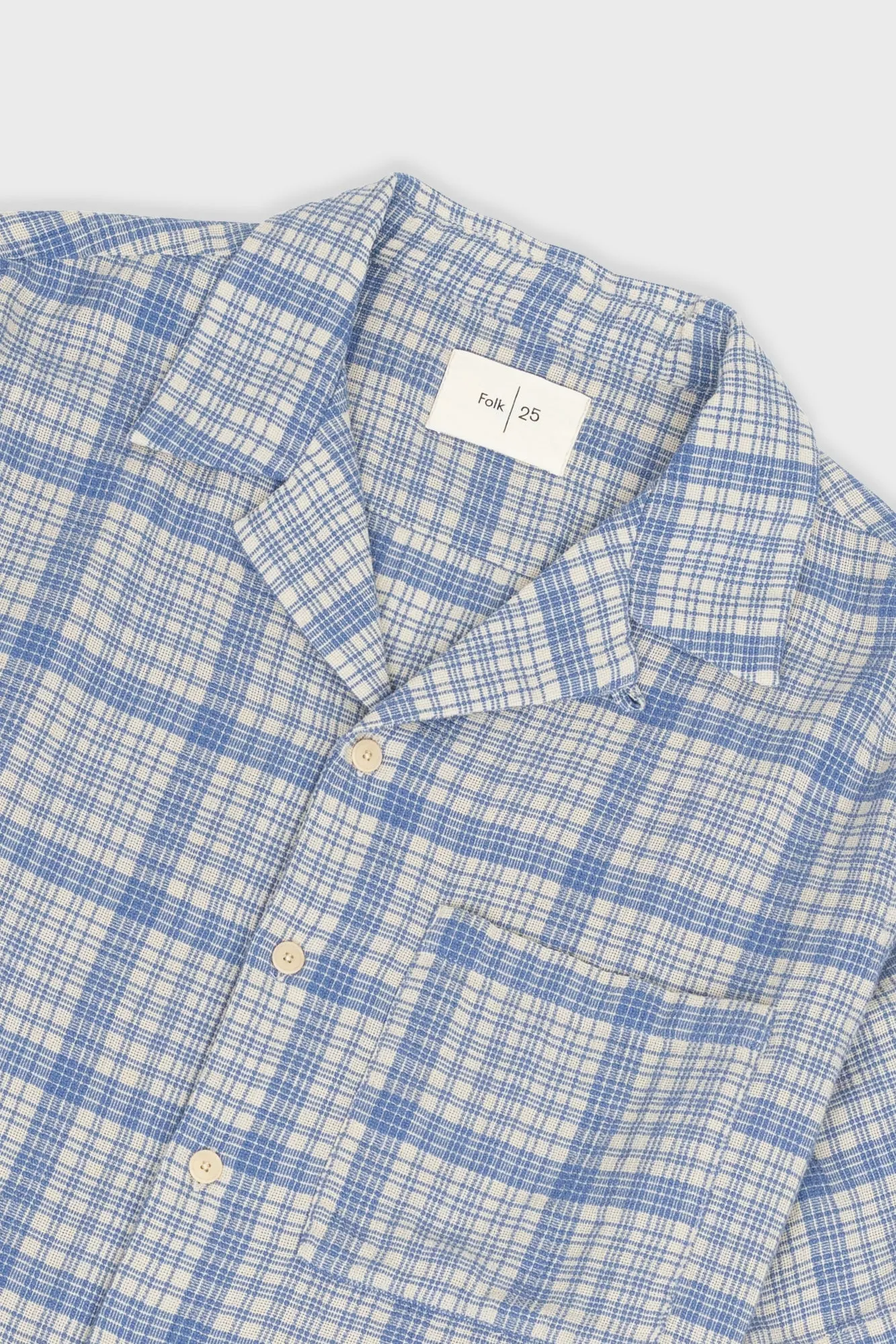 Relaxed Soft Collar Shirt - Stone Blue Open Weave Check sold by Folk product image thumbnail 5