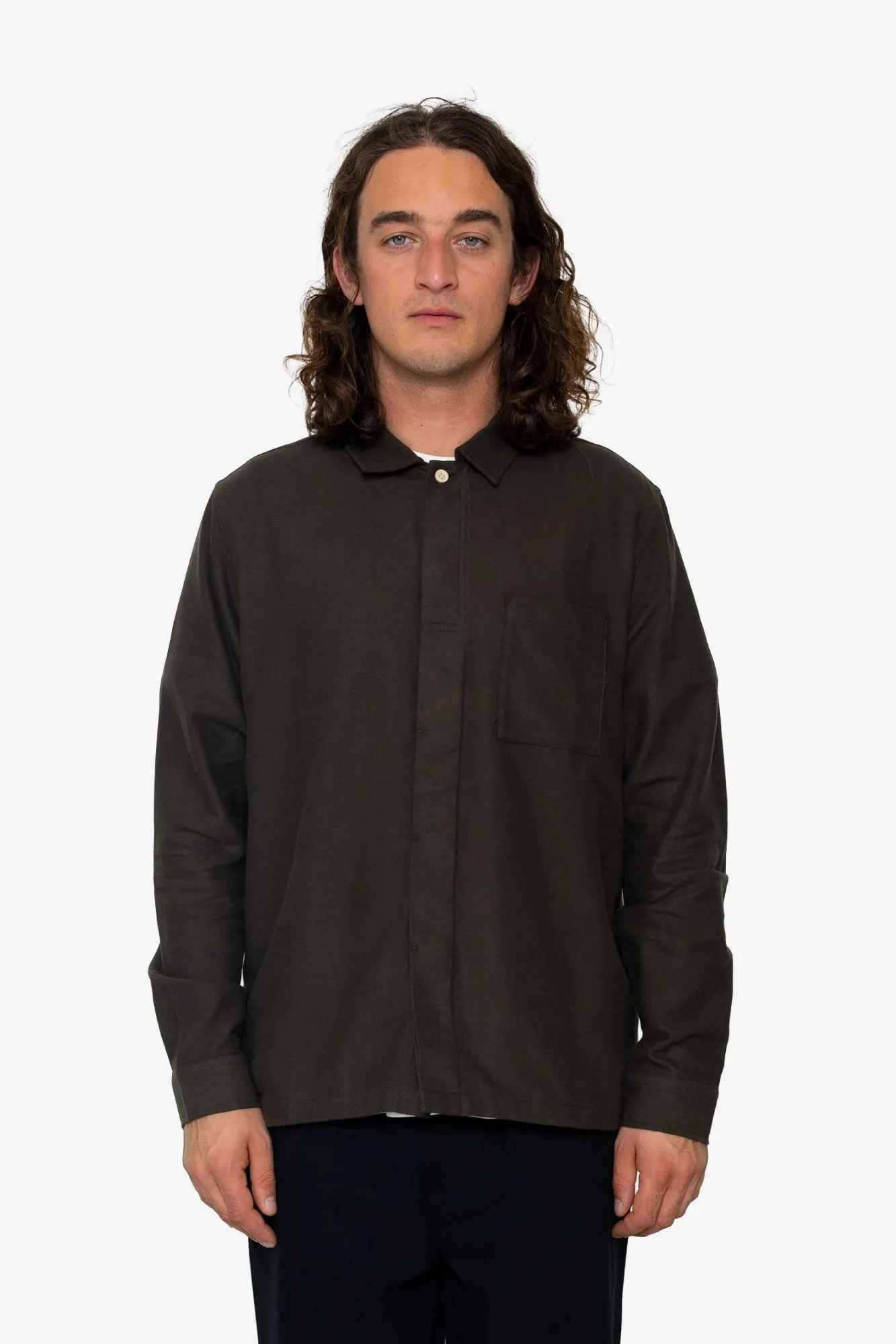 Treng Flannel Shirt - Dark Khaki sold by Folk