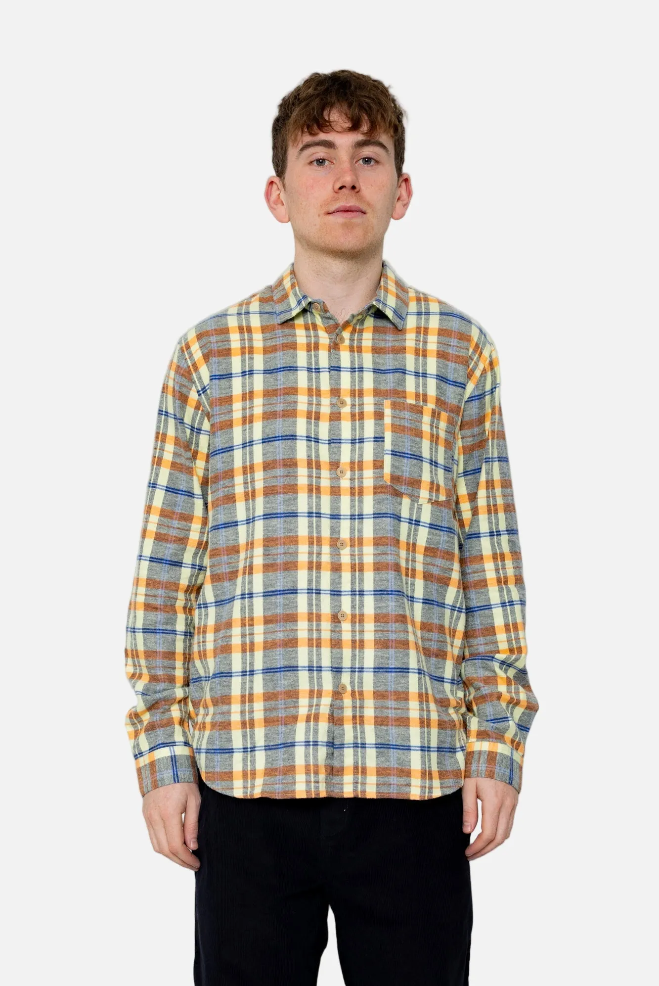 Relaxed Fit Shirt - Soft Yellow Multicheck sold by Folk