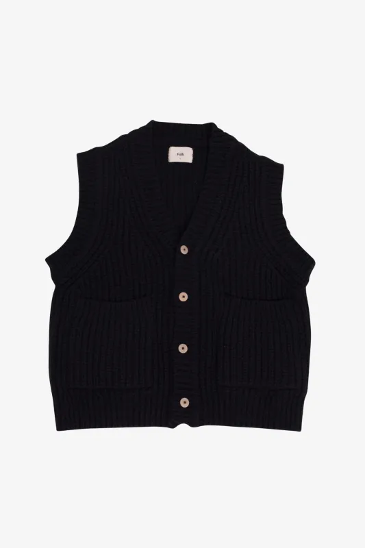 Chunky Pocket Vest - Black made by Folk