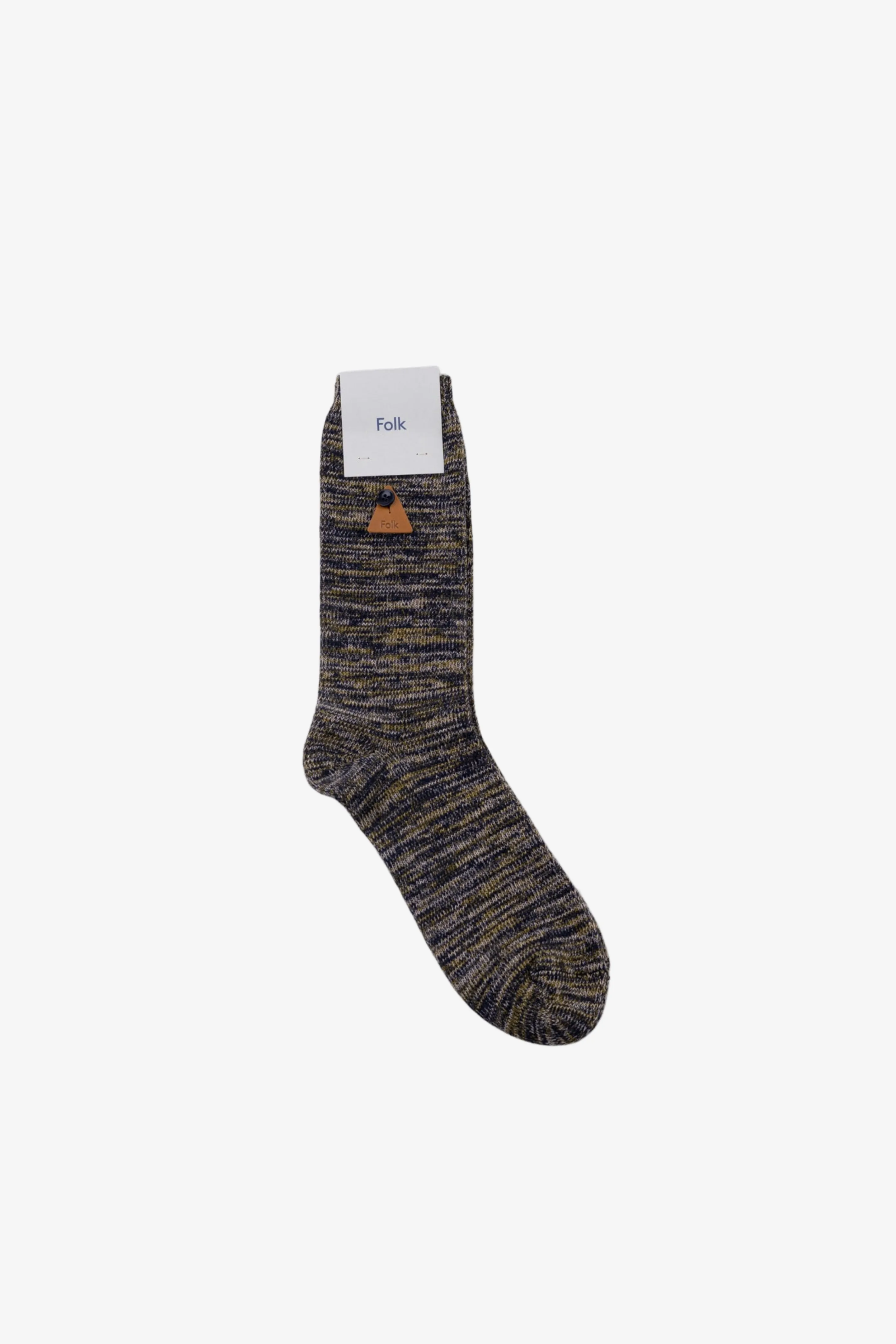 Melange Socks - Navy Tan Mix sold by Folk