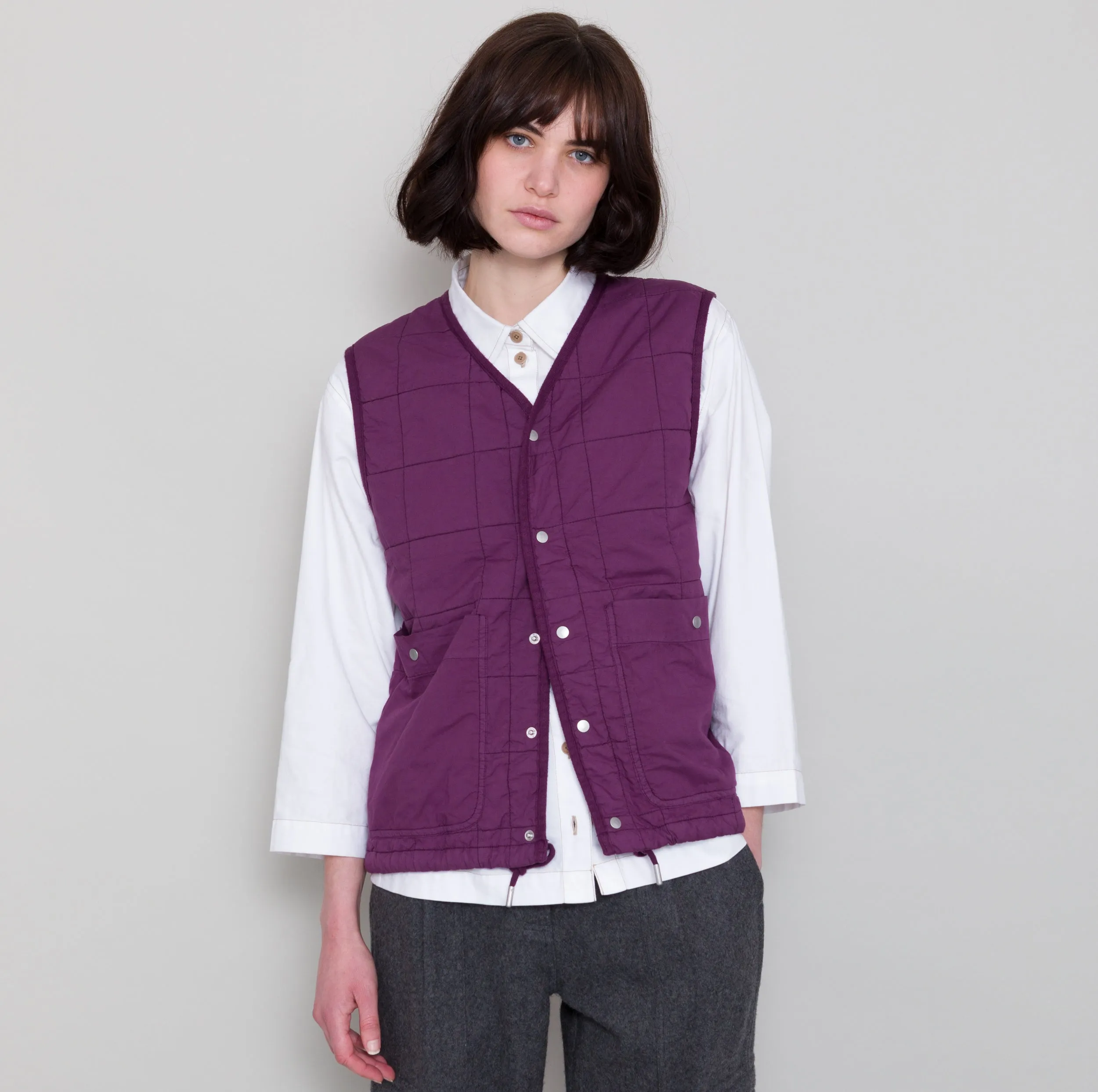 Qulited Boxy Gilet - Wine sold by Folk