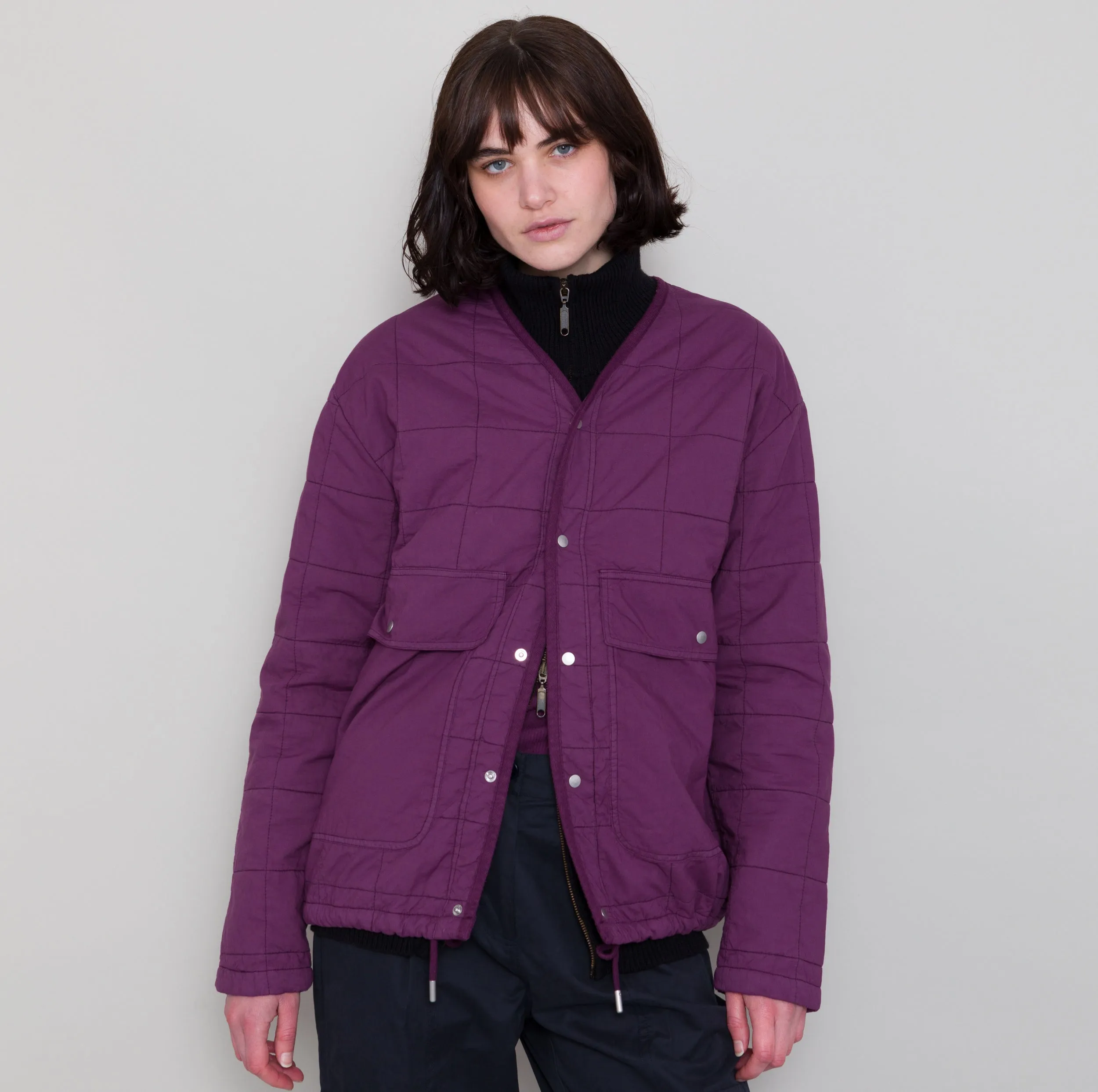 Qulited Boxy Jacket - Wine sold by Folk