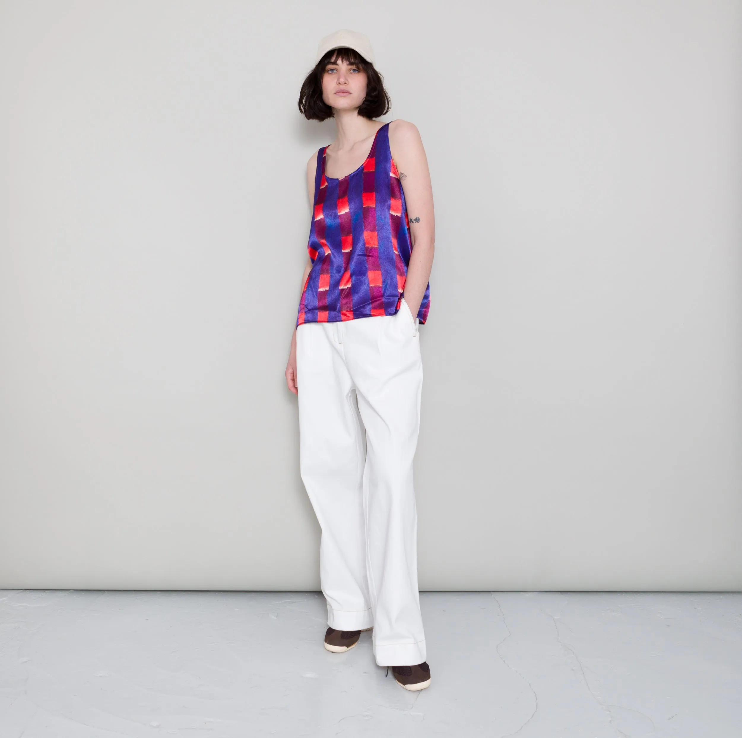 Scoop Back Vest - Painted Gingham Satin sold by Folk product image thumbnail 3