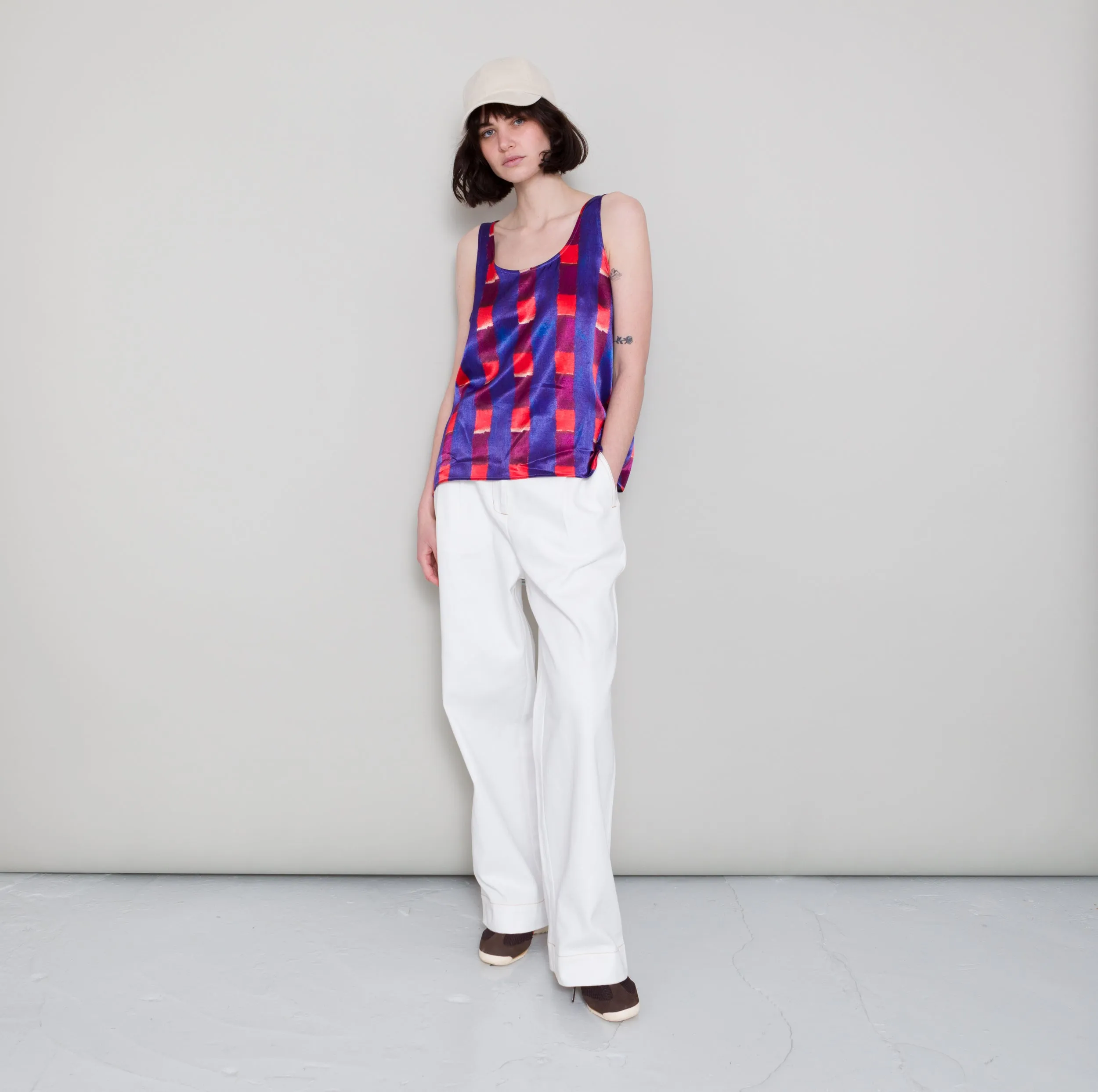 Scoop Back Vest - Painted Gingham Satin sold by Folk product image thumbnail 4