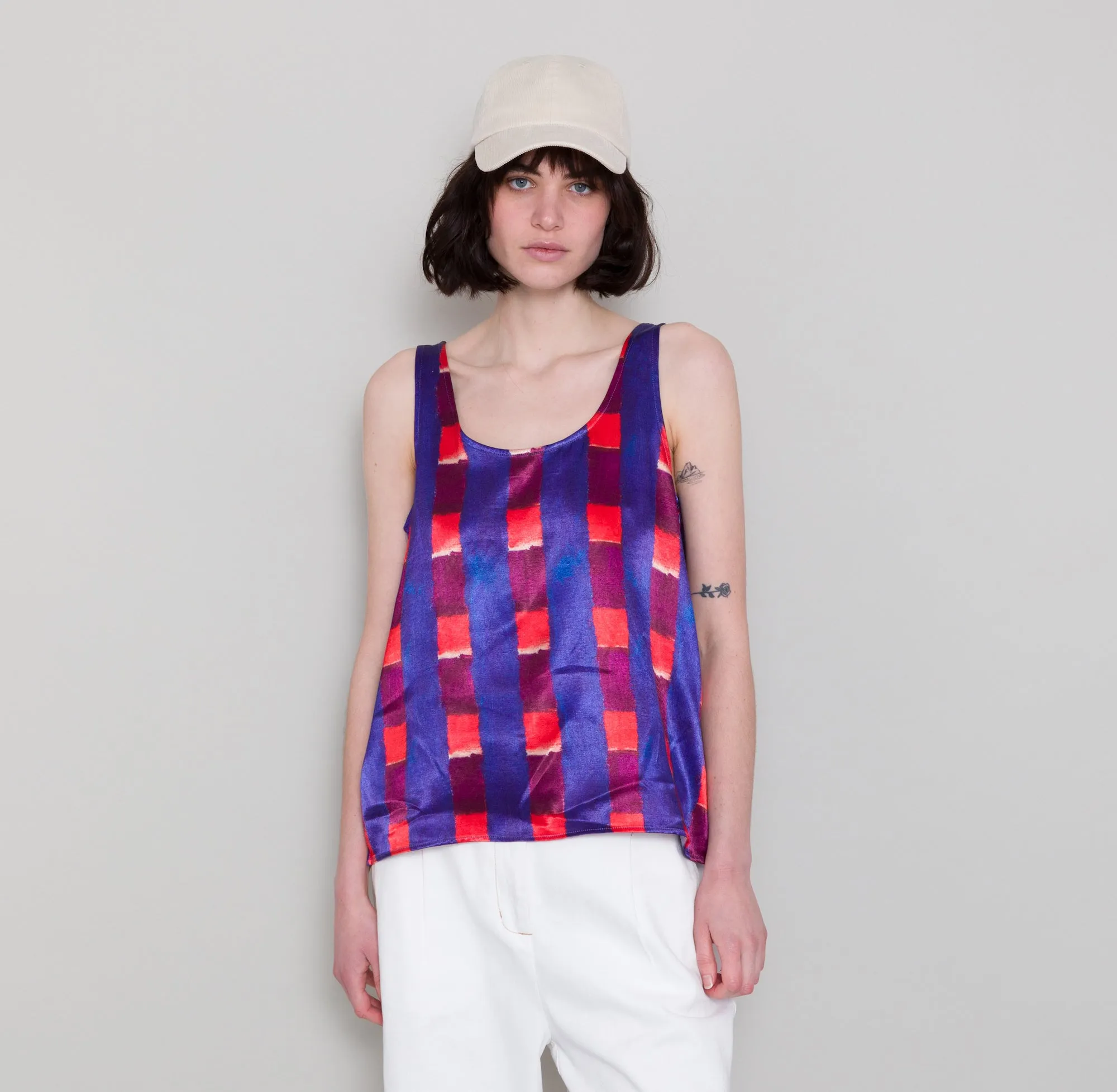Scoop Back Vest - Painted Gingham Satin sold by Folk