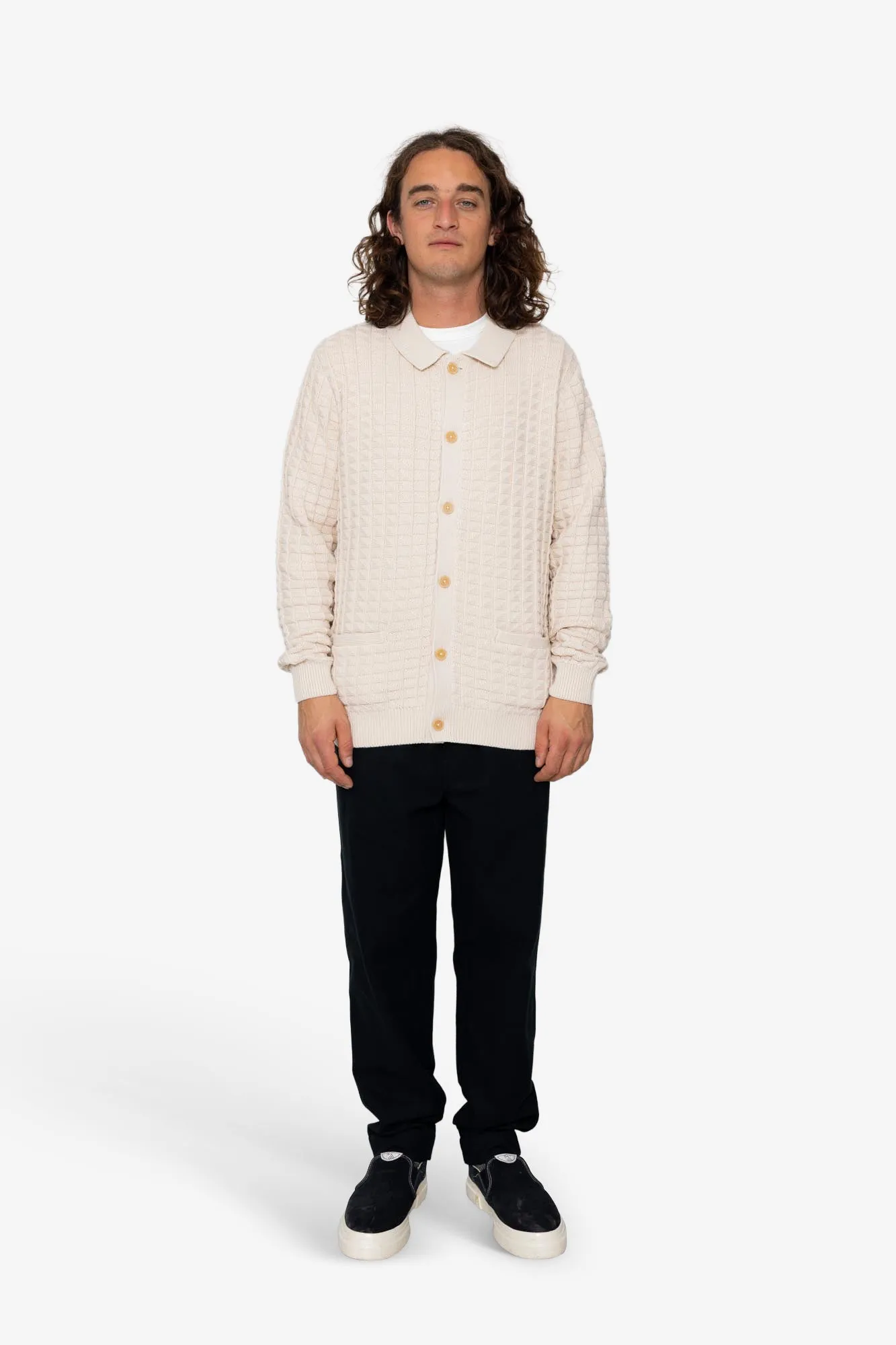 Drew Polo Cardigan - Ivory sold by Folk product image thumbnail 2