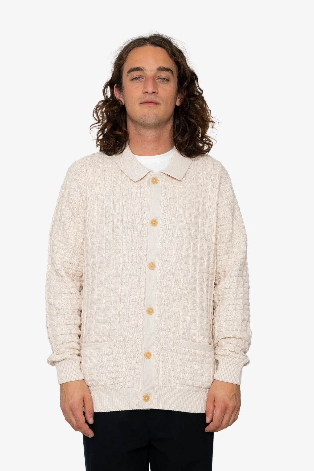 Drew Polo Cardigan - Ivory sold by Folk
