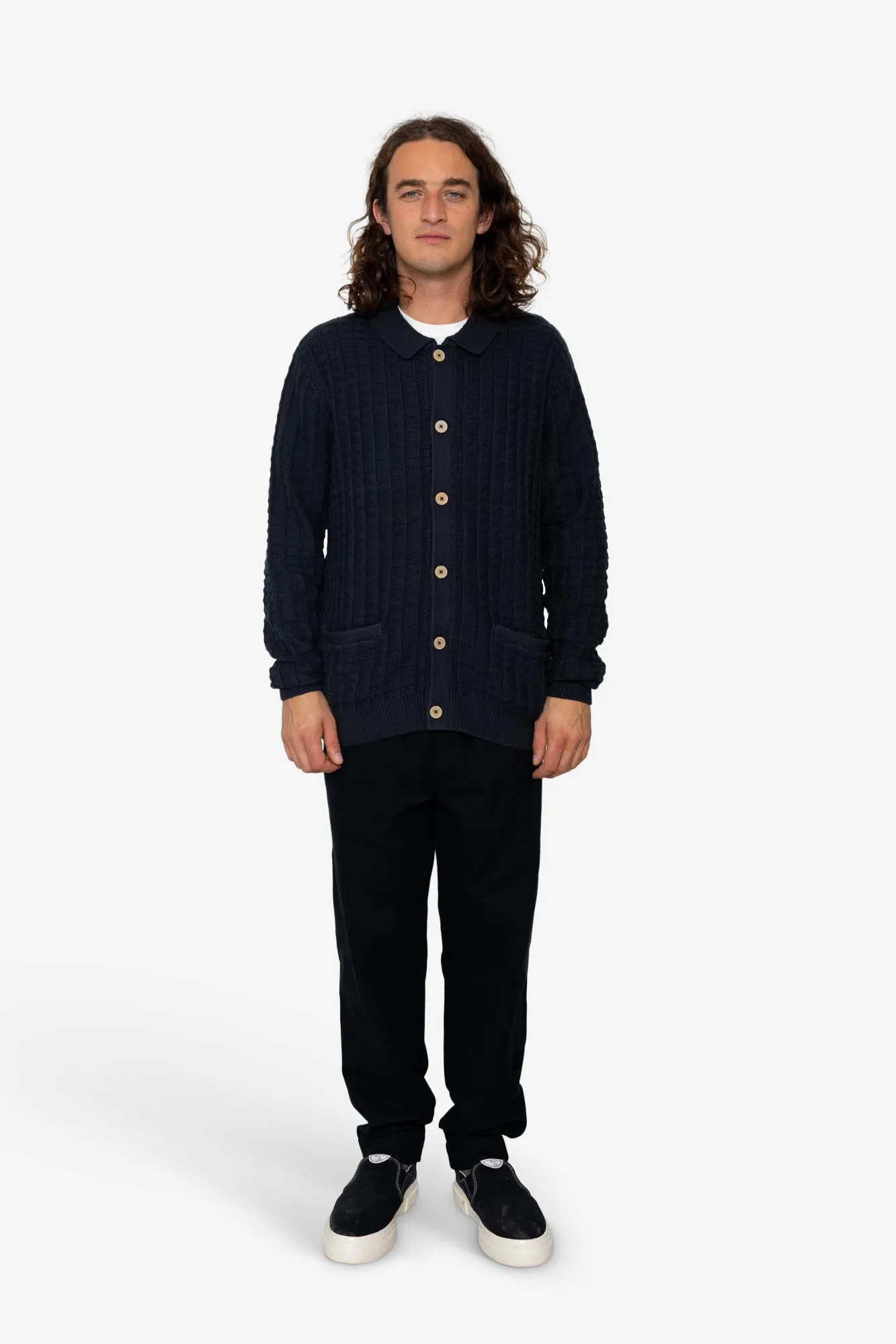Drew Polo Cardigan - Navy sold by Folk product image thumbnail 2