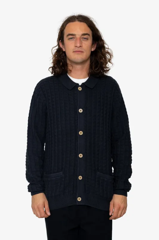 Drew Polo Cardigan - Navy sold by Folk