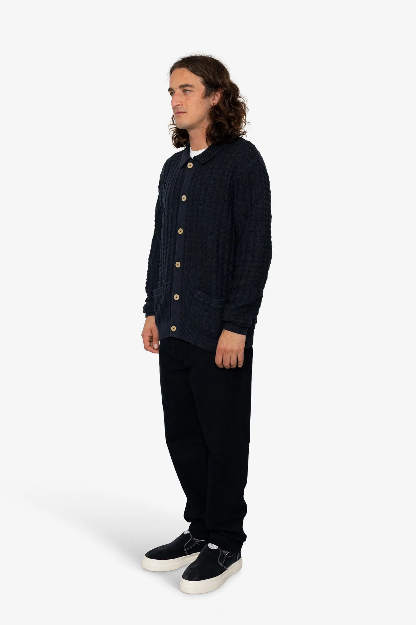Drew Polo Cardigan - Navy sold by Folk product image thumbnail 3