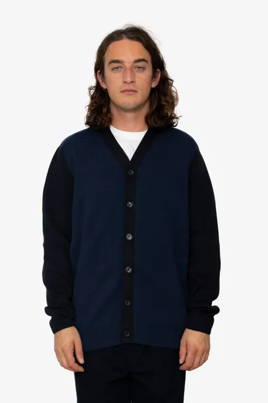 Cosmo High Break Cardigan - Navy / Black sold by Folk