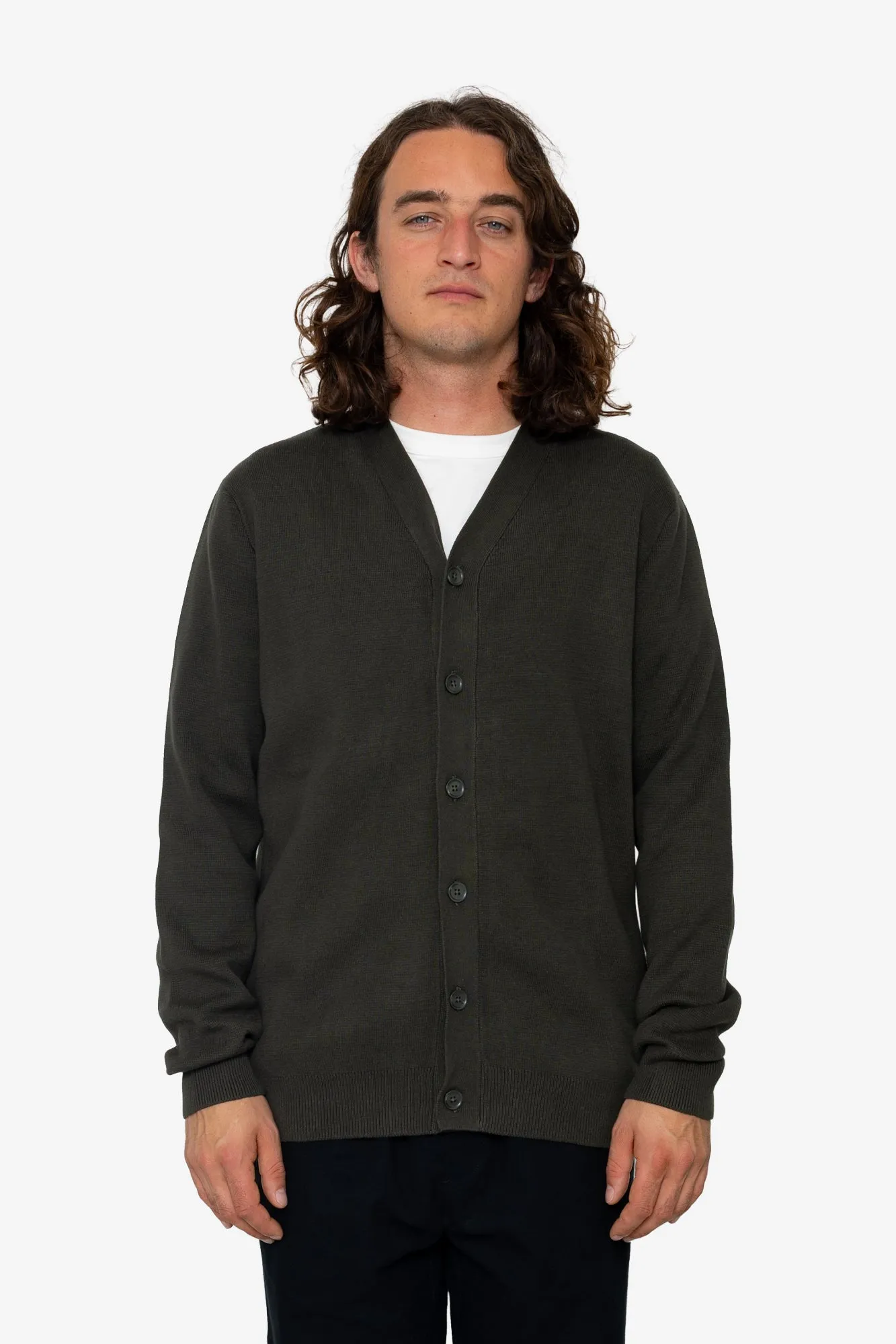 Cosmo High Break Cardigan - Dark Olive sold by Folk