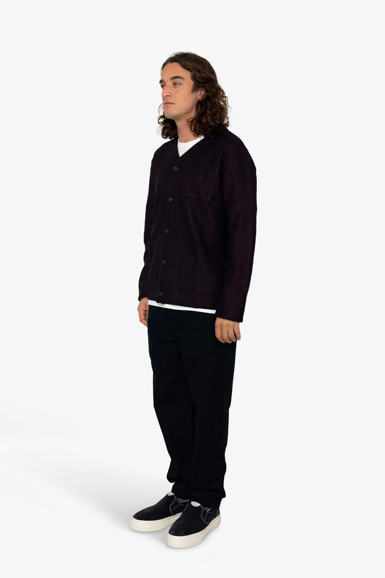 Brigus High Break Cardigan - Burgundy / Black sold by Folk product image thumbnail 3