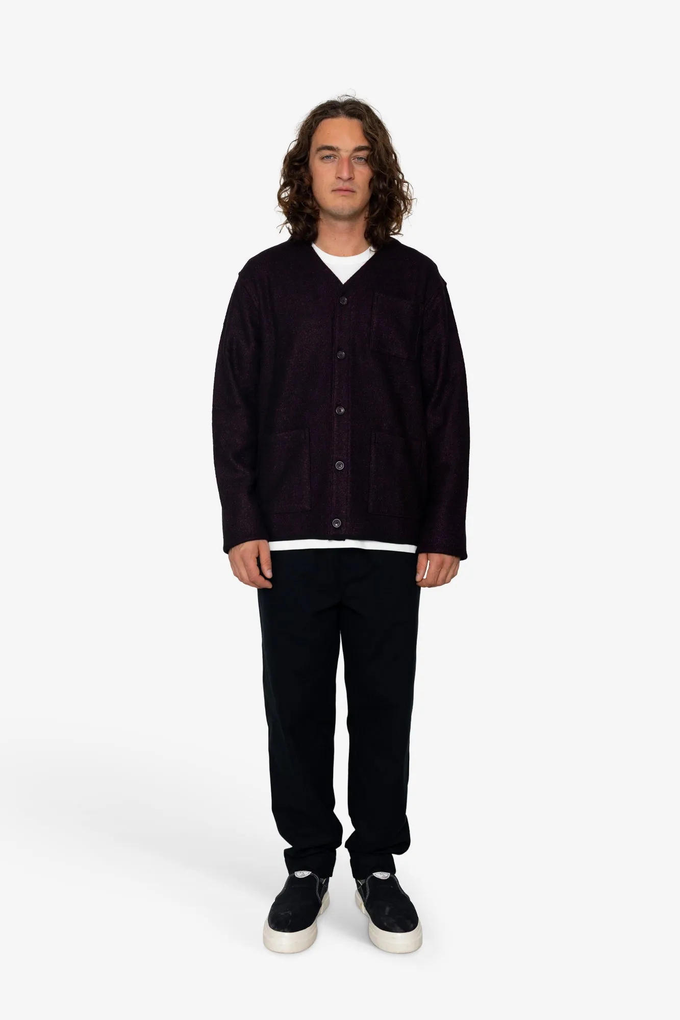 Brigus High Break Cardigan - Burgundy / Black sold by Folk product image thumbnail 2