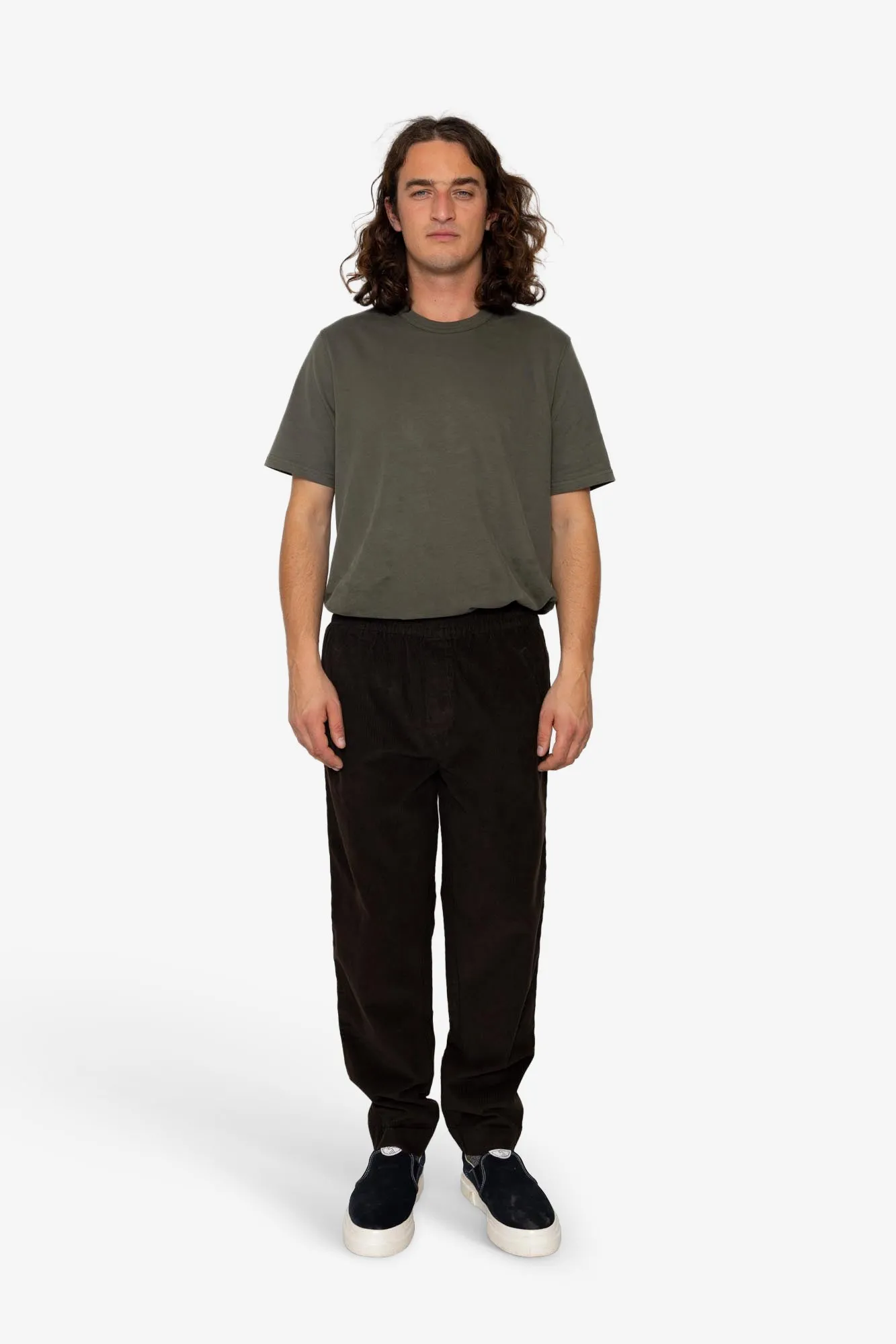 Drawcord Cord Trousers - Dark Khaki sold by Folk product image thumbnail 2