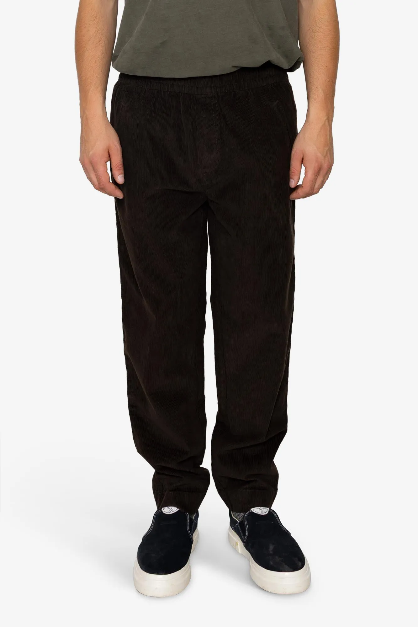 Drawcord Cord Trousers - Dark Khaki sold by Folk