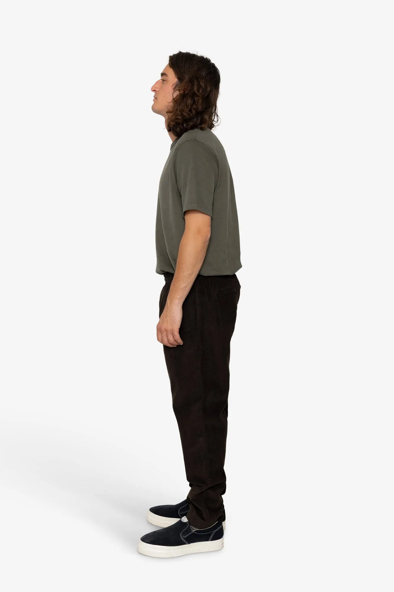 Drawcord Cord Trousers - Dark Khaki sold by Folk product image thumbnail 4