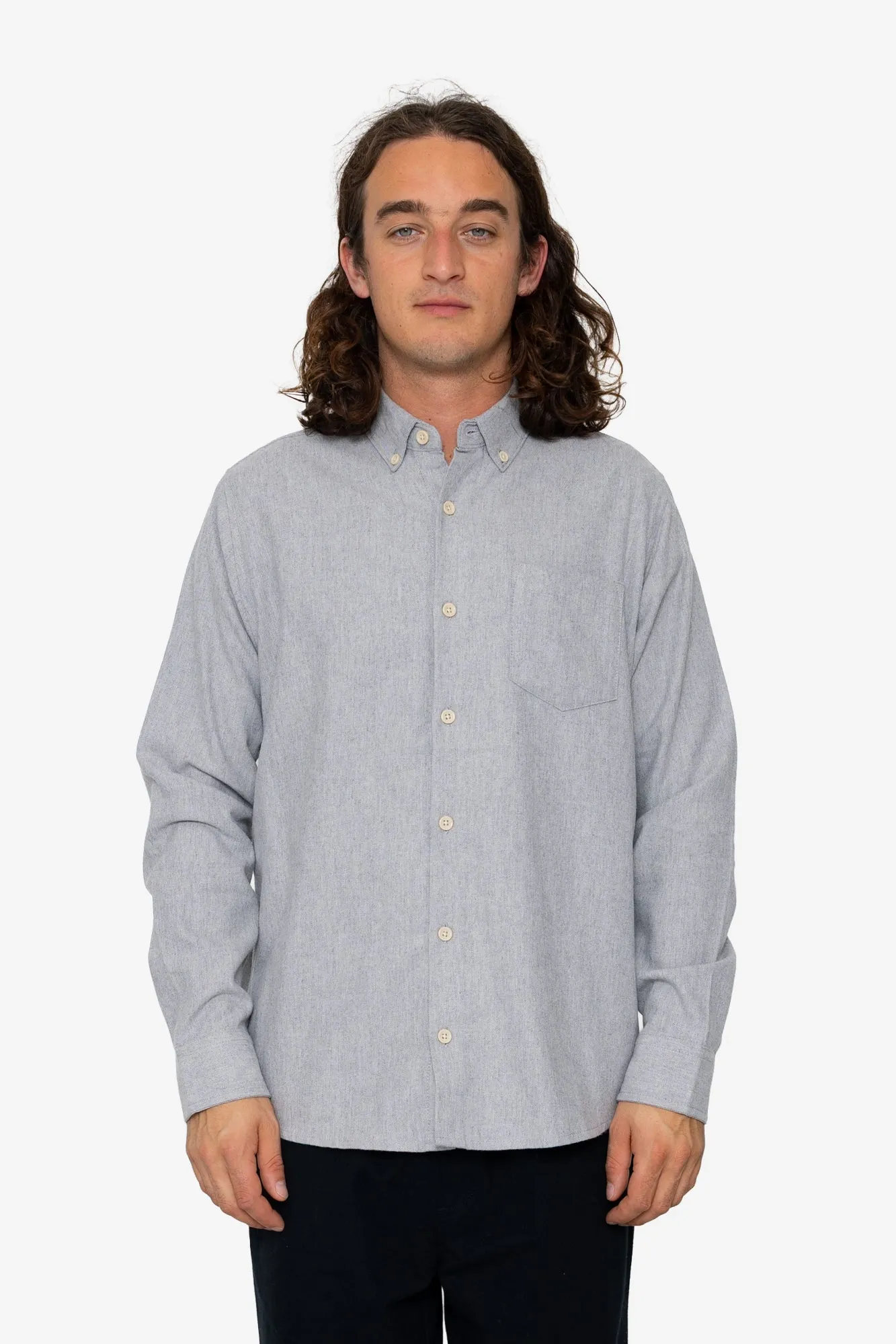 Lewis Shirt - Silver Melange sold by Folk