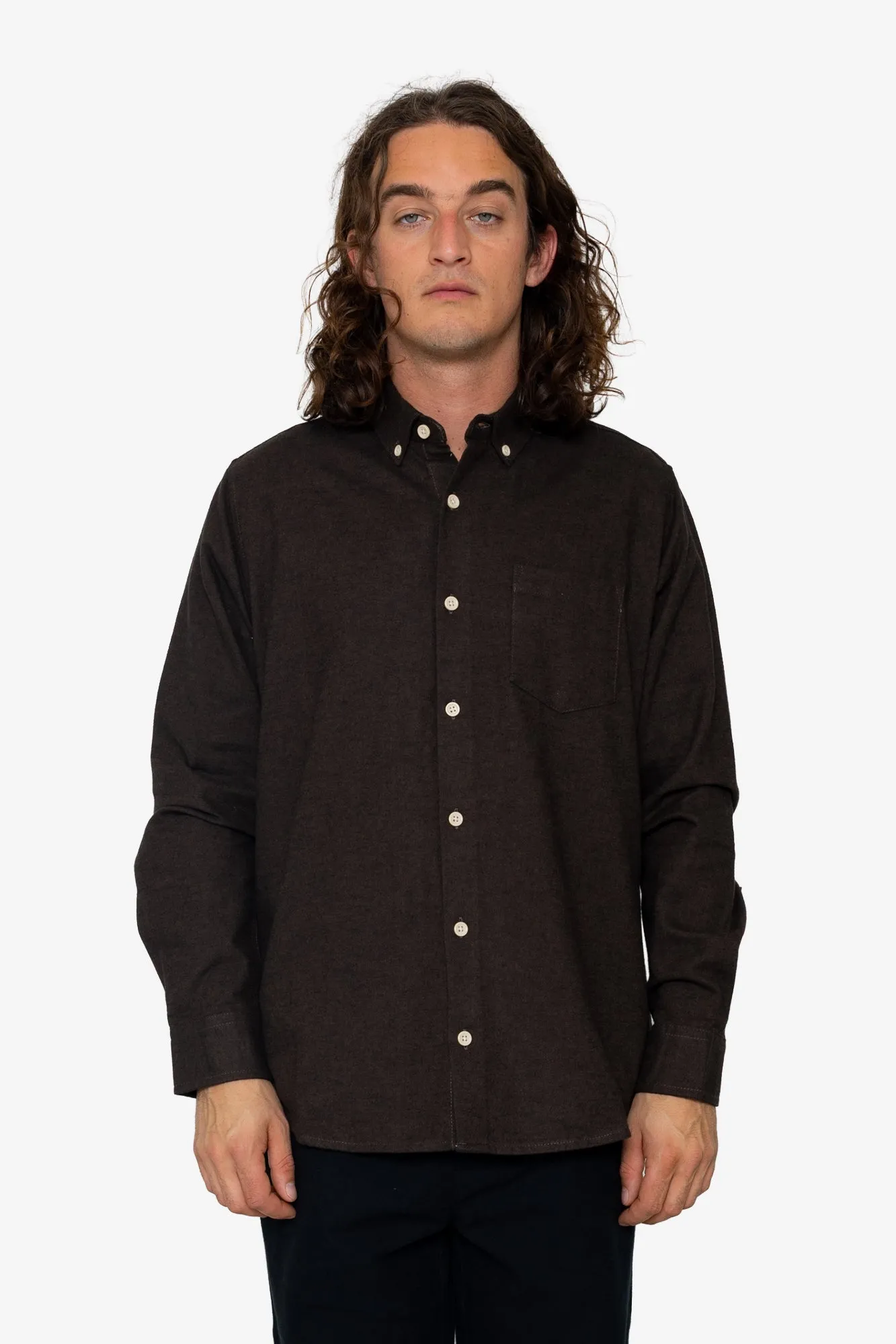 Lewis Shirt - Chocolate / Black sold by Folk