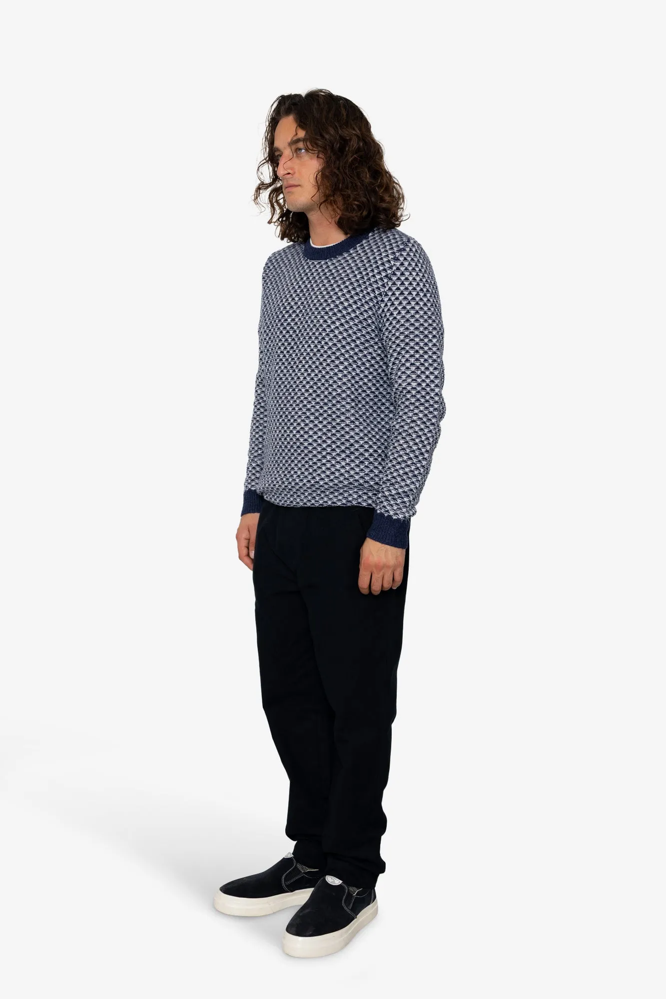 Diamond Jacquard Crew - Blue Mix sold by Folk product image thumbnail 3