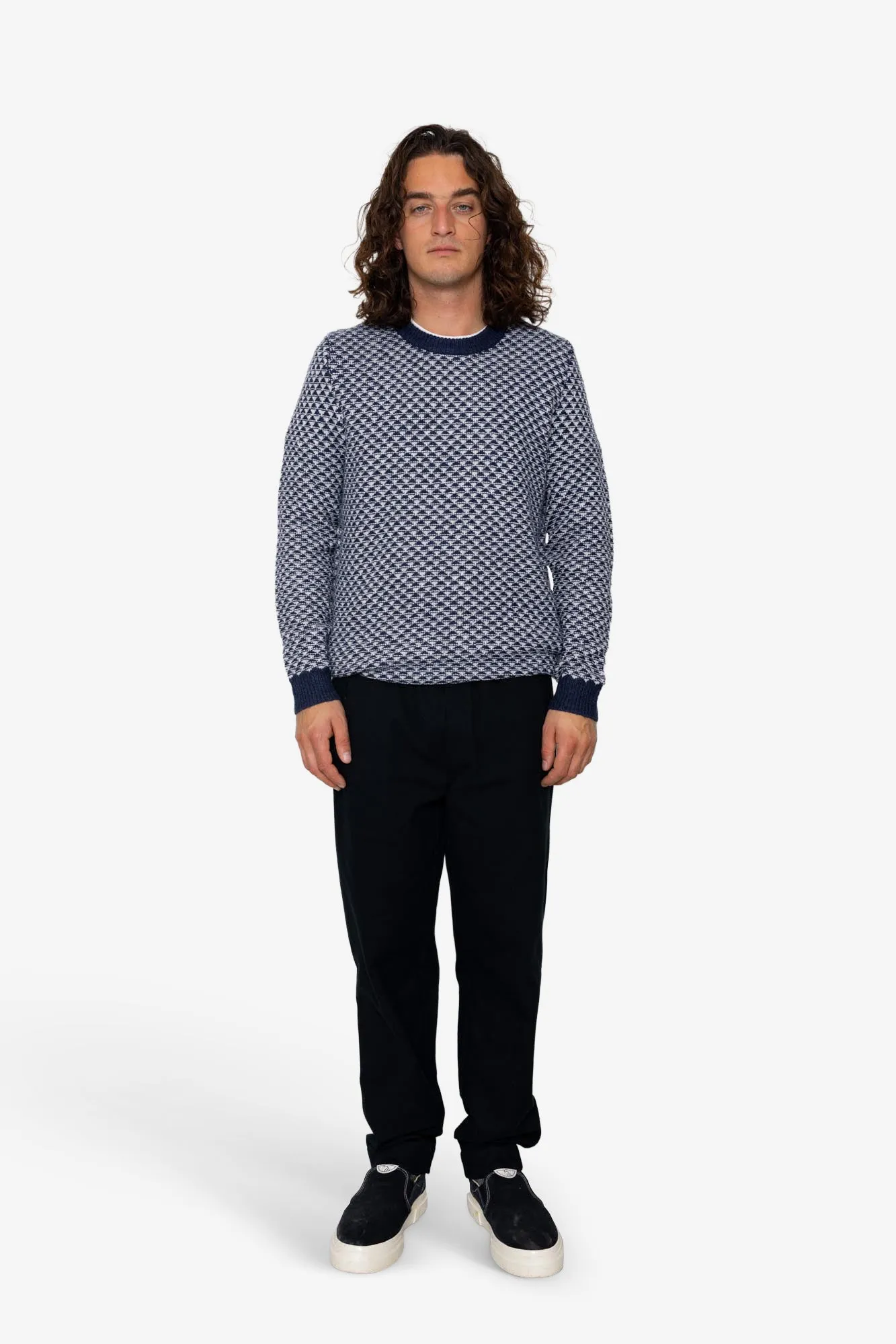 Diamond Jacquard Crew - Blue Mix sold by Folk product image thumbnail 2