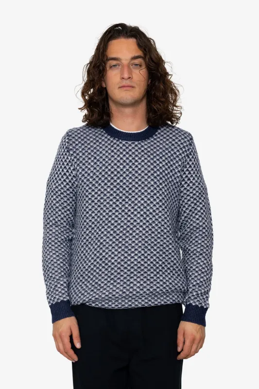 Diamond Jacquard Crew - Blue Mix sold by Folk