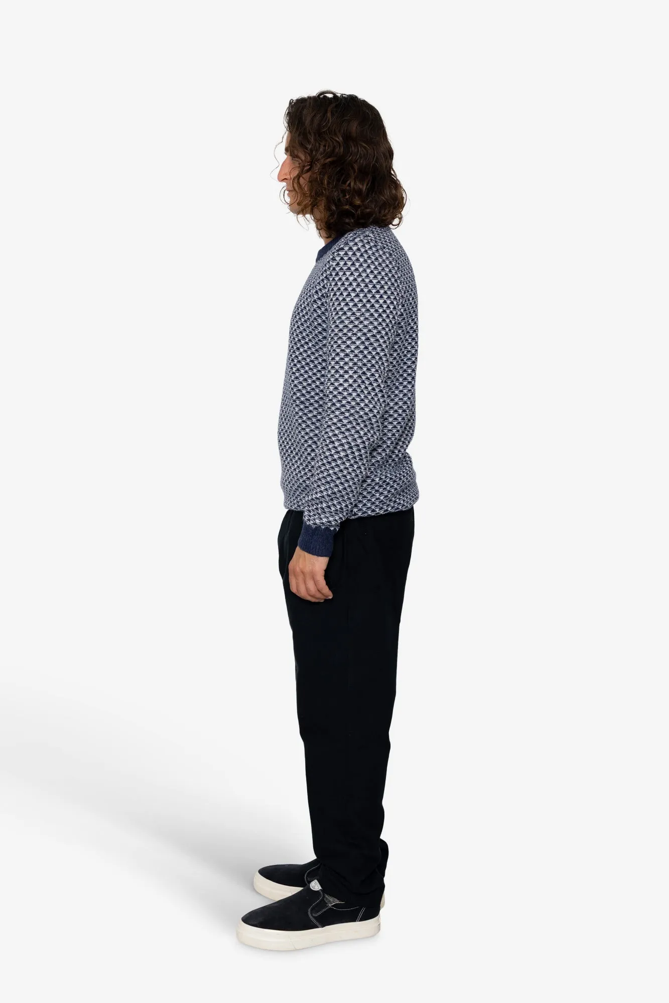 Diamond Jacquard Crew - Blue Mix sold by Folk product image thumbnail 4