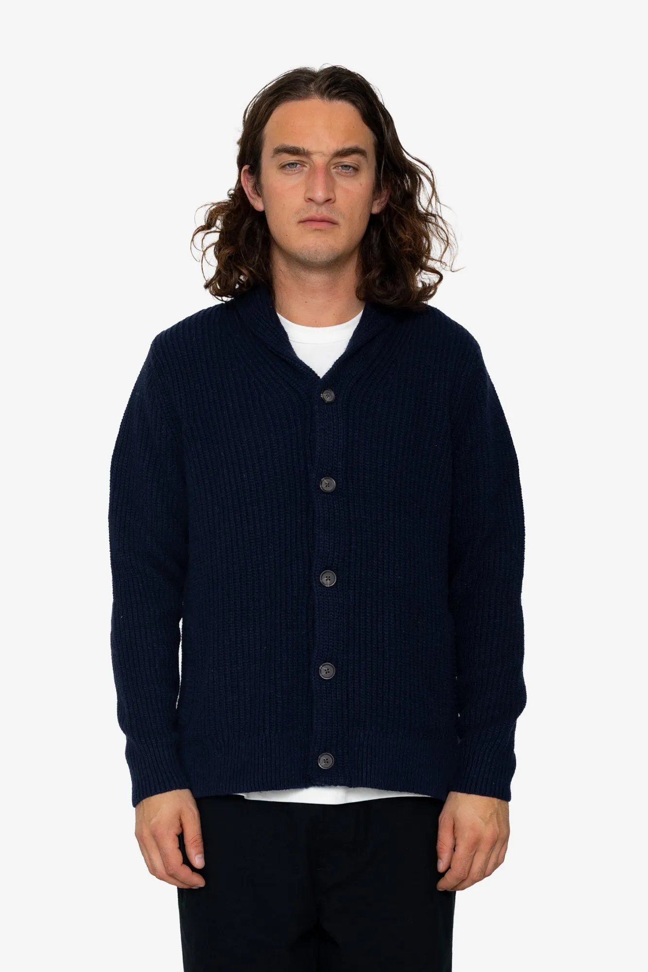Heavy Shawl Cardigan - Navy sold by Folk