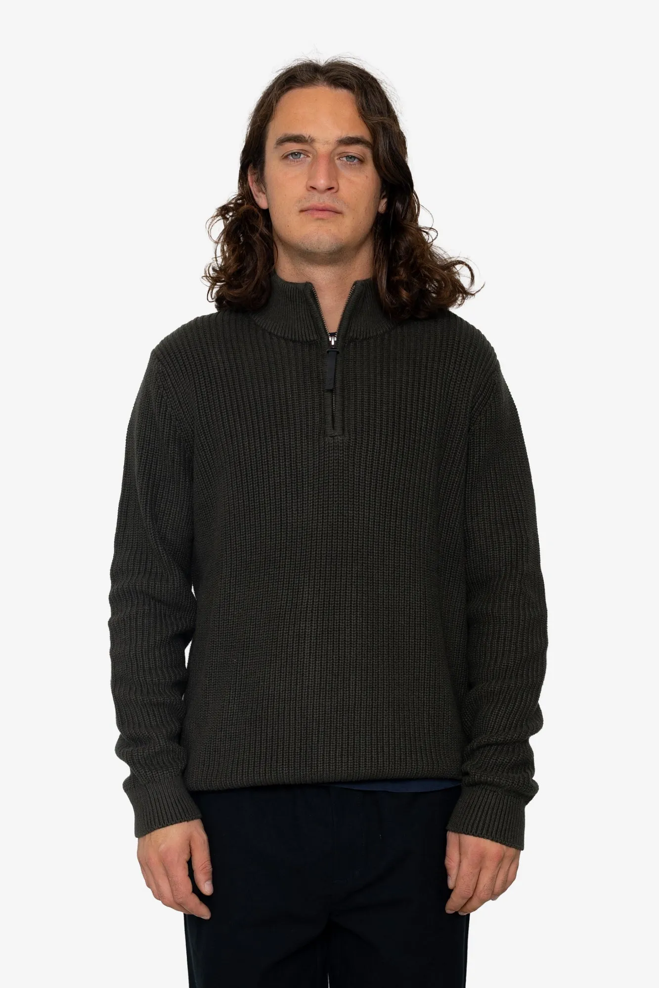 Hayley Quarter Zip - Dark Olive sold by Folk