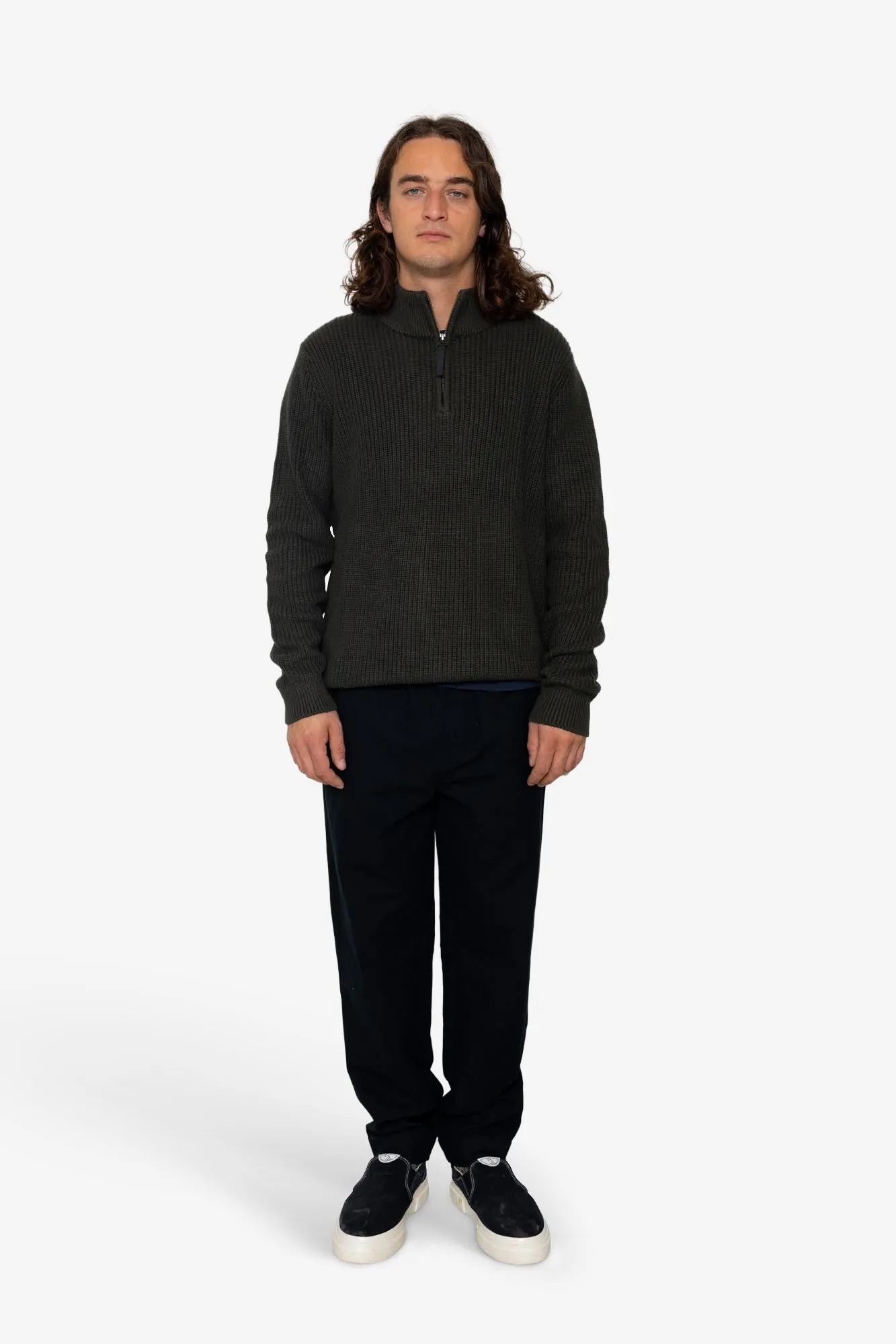 Hayley Quarter Zip - Dark Olive sold by Folk product image thumbnail 2