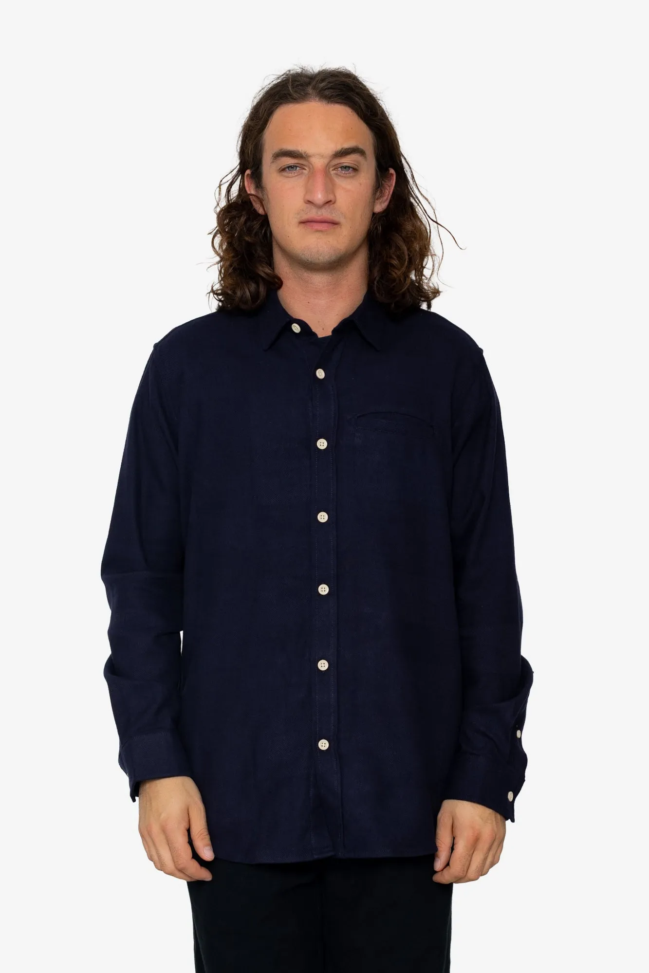 Grader Plain Shirt - Dark Navy sold by Folk